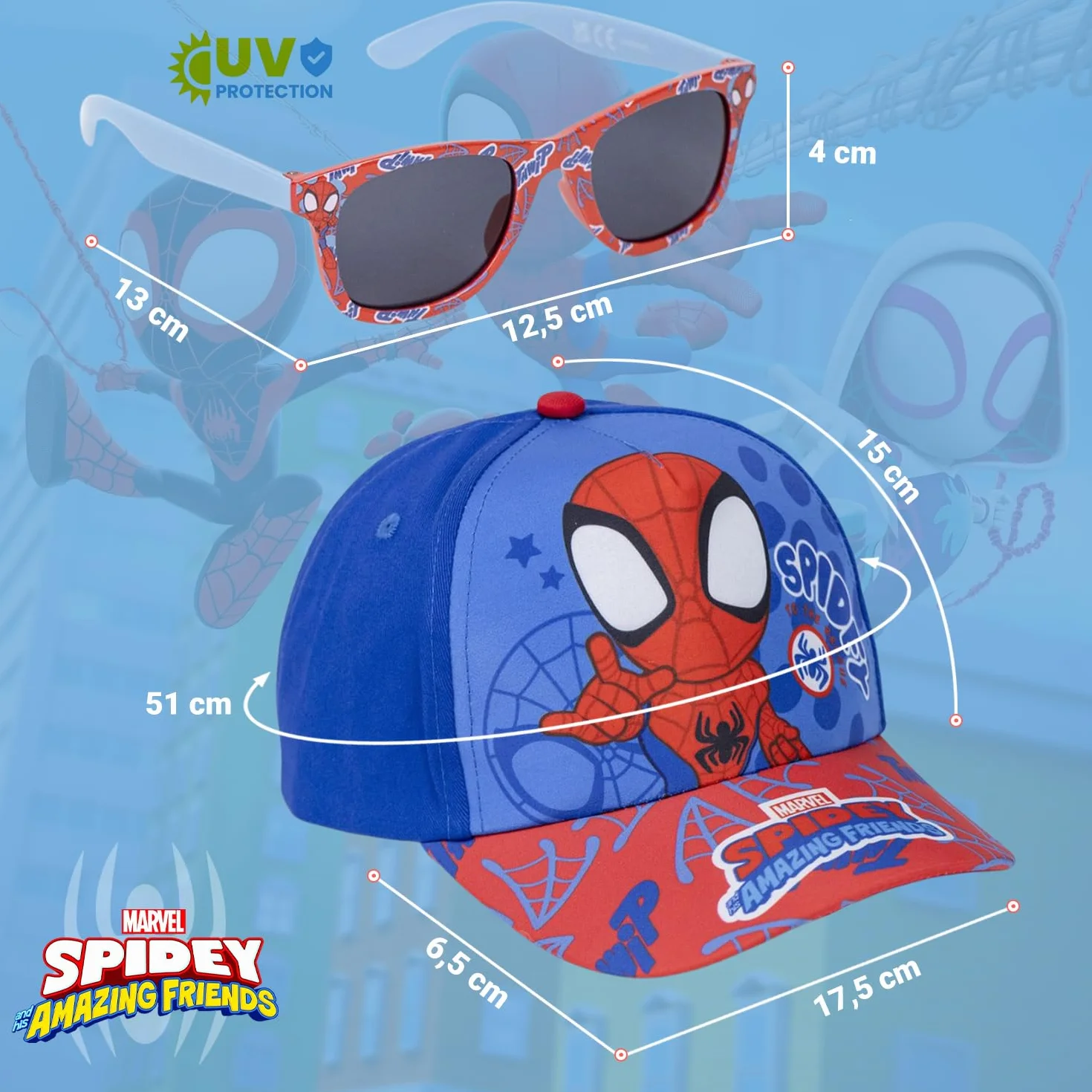 Cappellino e Occhiali Spiderman Originale Unisex Bambini Estate Protezione Solare