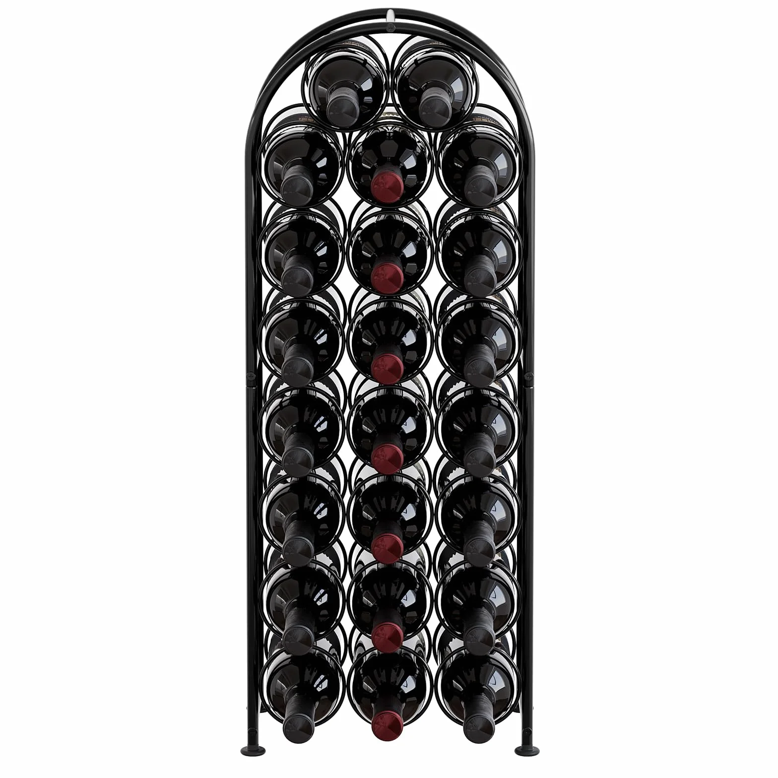 EasyPAG Porta Bottiglie di Vino da Terra per 23 Bottiglie Metallo,Portabottiglie da Pavimento,Portavino Autoportante per Casa & Cucina,Nero