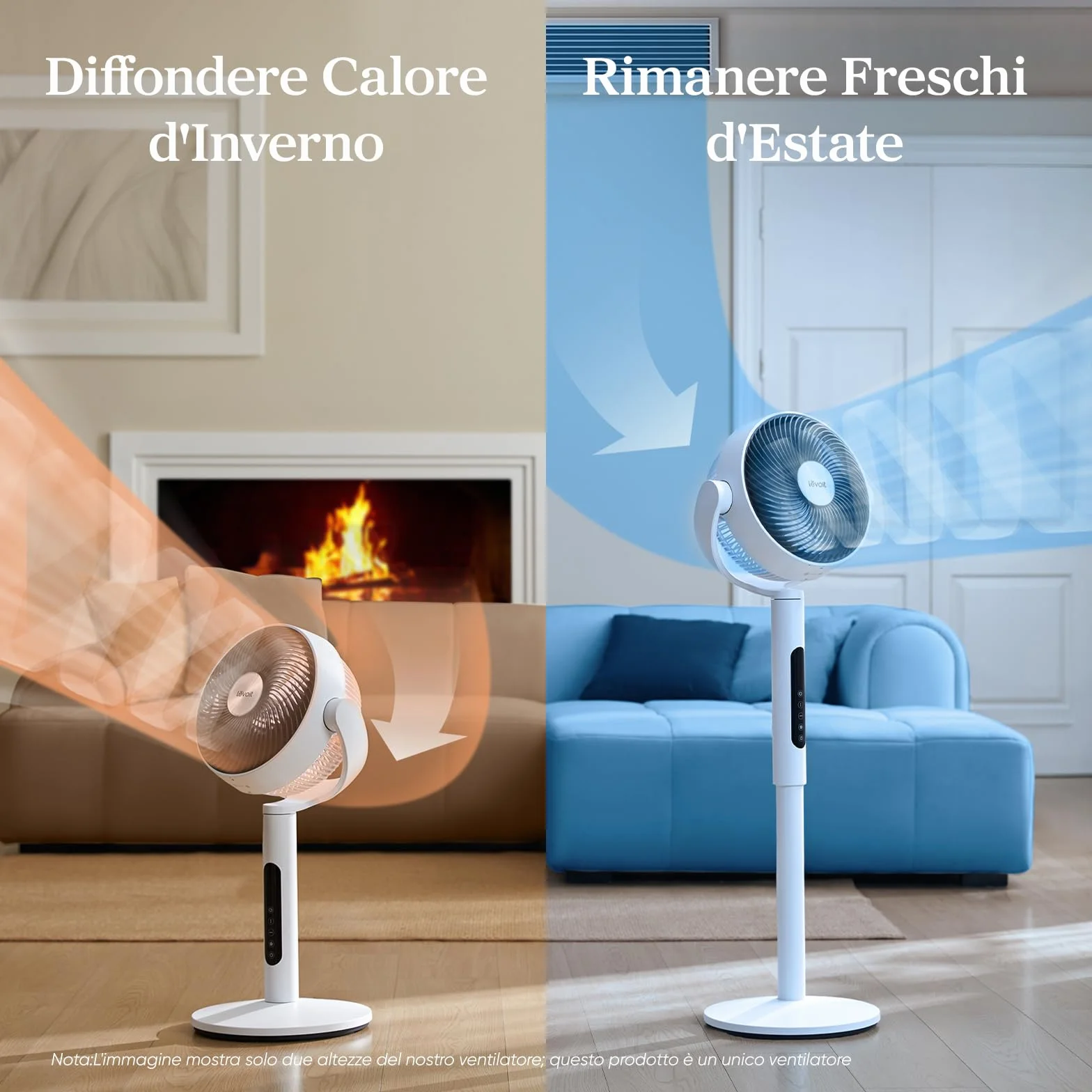 Levoit Ventilatore a Piantana 20dB, Ventilatore Silenzioso per Camera da Letto, Ventilatori da Tavolo 2 in 1 Fino a 30m, Oscillazione 90°+120° con Telecomando, 12 Velocità, 4 Modalità, Timer 12 Ore
