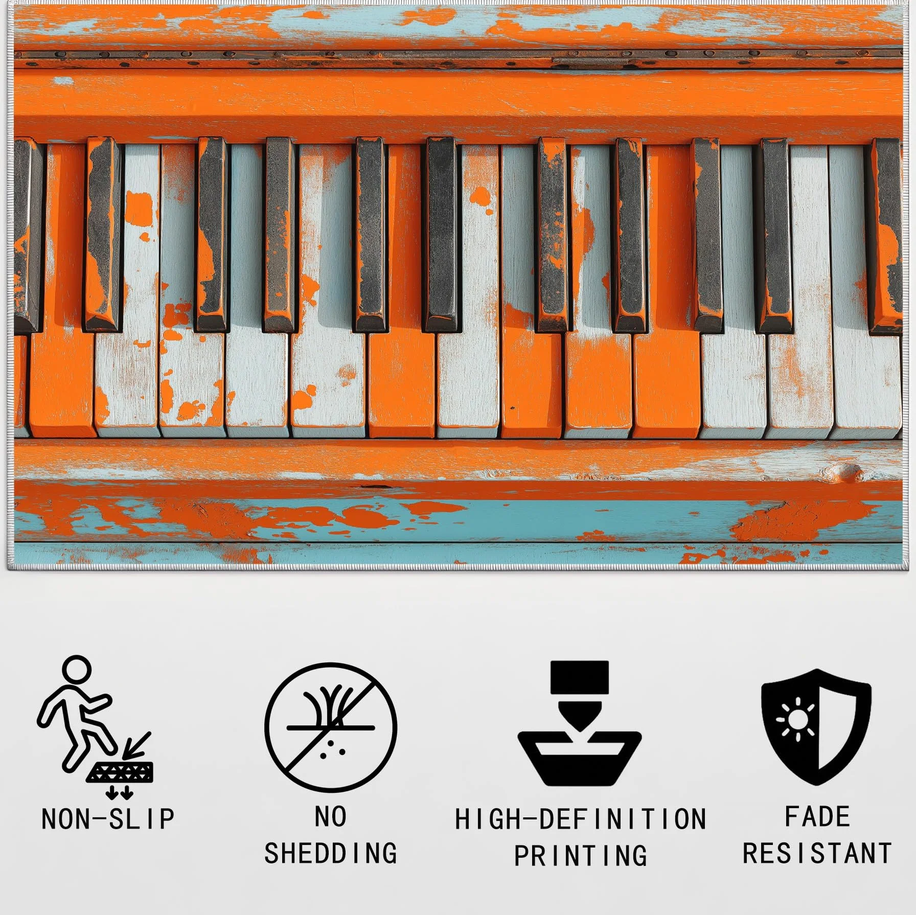 Générique Antiscivolo Moderno Musica Lavabile Tapiss Strumento Musicale Supporto in TPR Tappetino Tasti di Pianoforte Macchia Inchiostro Tappeto 120 x 180 cm per Soggiorno Camera da Letto Ufficio