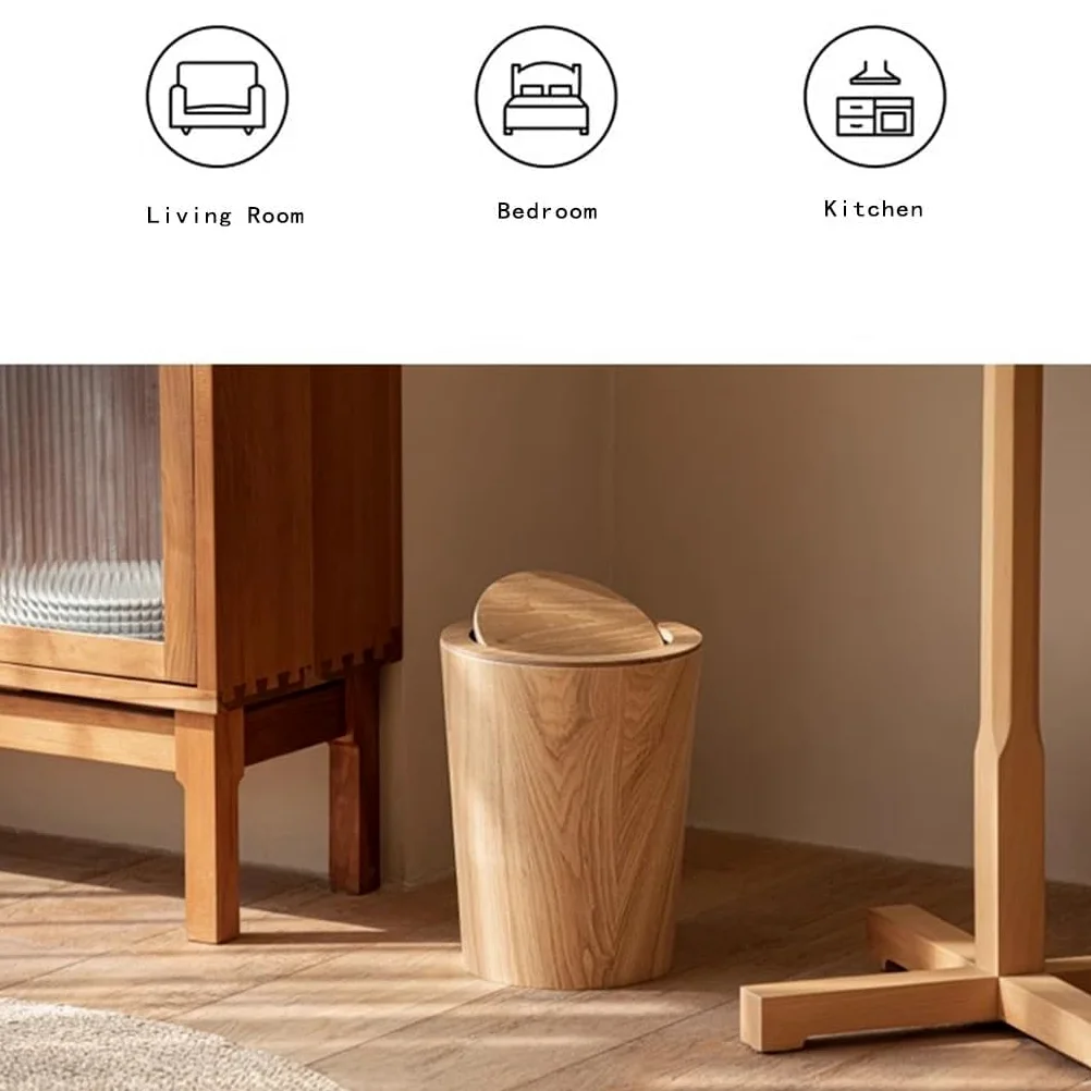 Cestino della spazzatura rotondo in legno con coperchio Cestino della spazzatura della spazzatura del cestino della spazzatura con coperchio per il bagno Toeletta Cucina