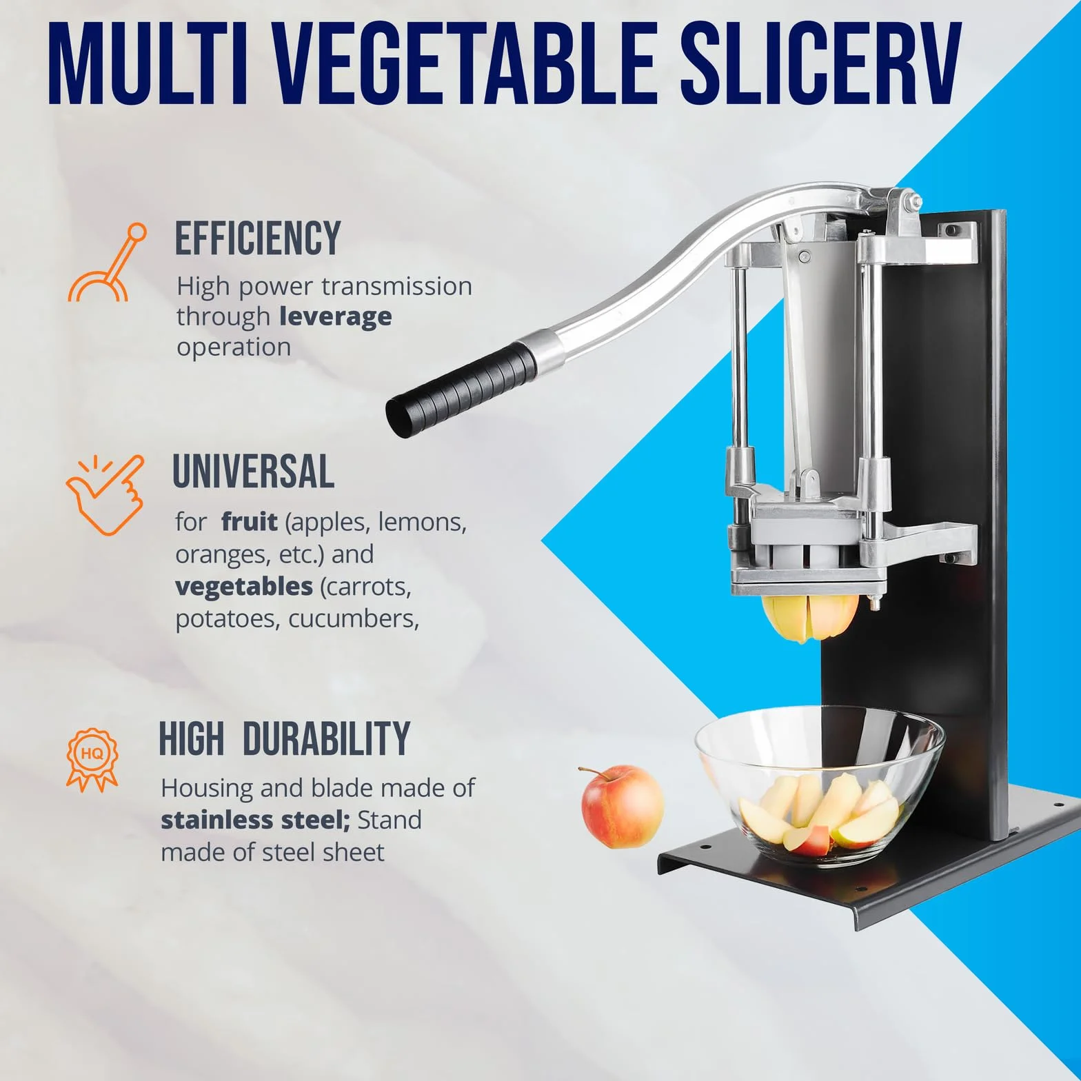 Royal Catering Tagliatutto Manuale (5 Lame) Acciaio Inox, Gomma