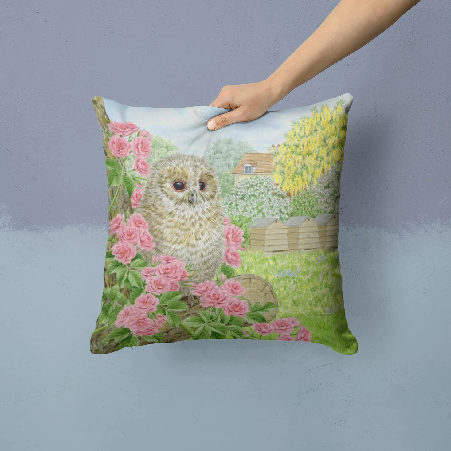 Caroline's Treasures Tawny Owlet by Sarah Adams cuscino decorativo in tela ASAD0697PW1414