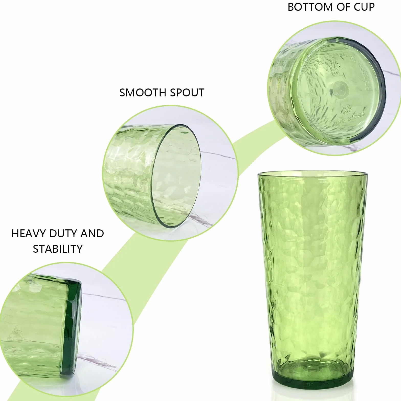Bicchieri in acrilico 24 oz riutilizzabili lavabili in lavastoviglie senza BPA set di 8 (verde)
