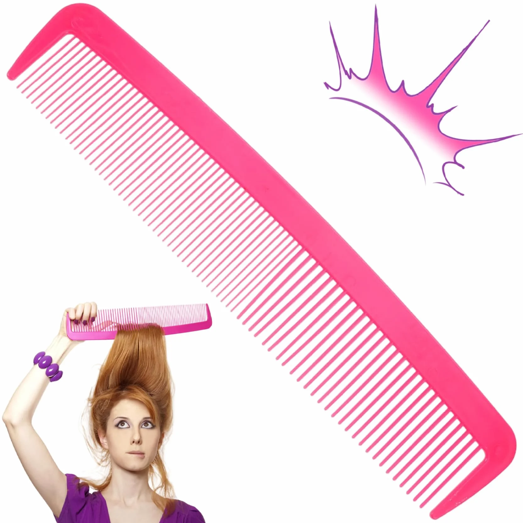 Pettine gigante 15 pollici rosa rosso per palcoscenico spazzola capelli commedia Jumbo