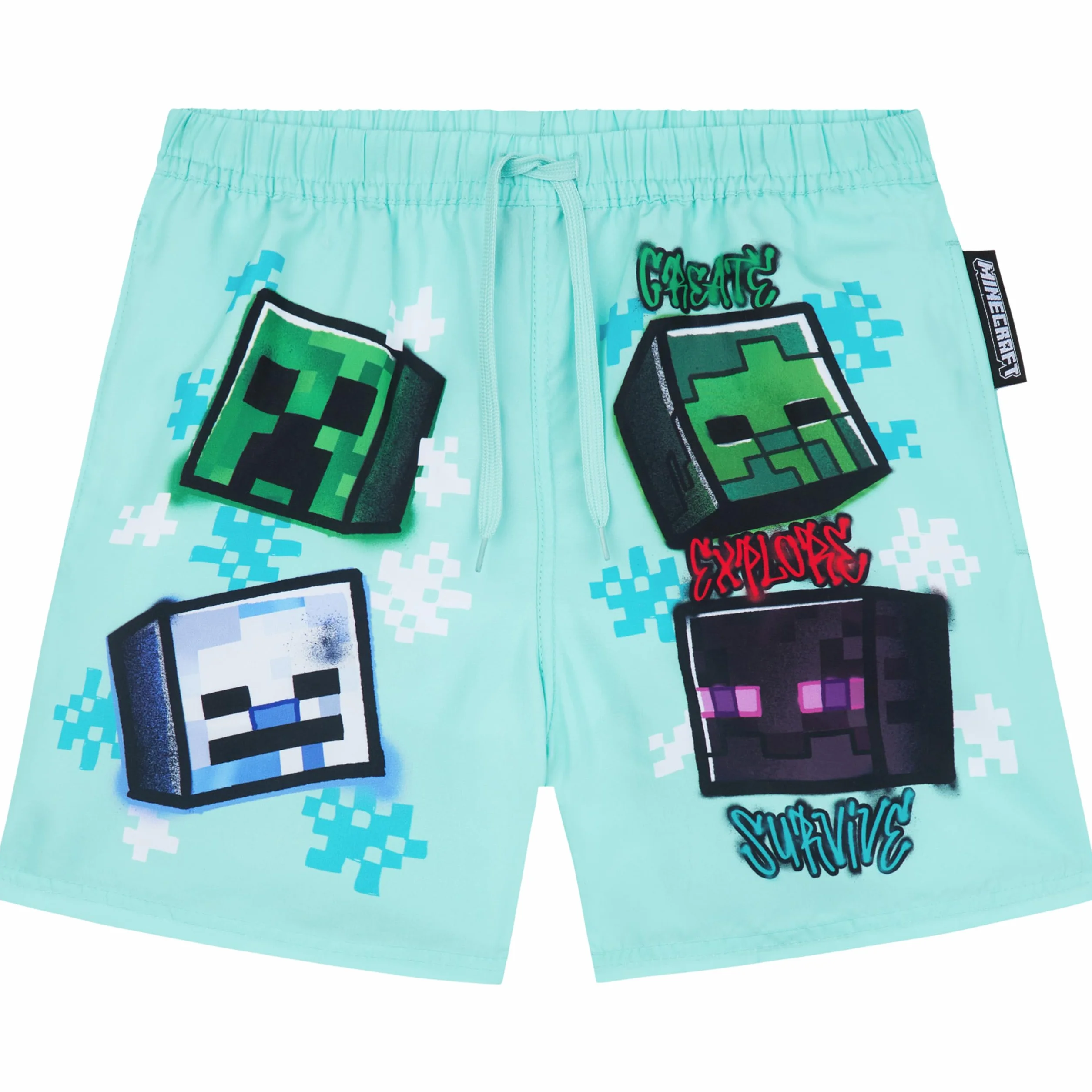 Costume da bagno Minecraft Pokemon Fortnite per ragazzi UPF 50 pantaloncini con rete spiaggia piscina