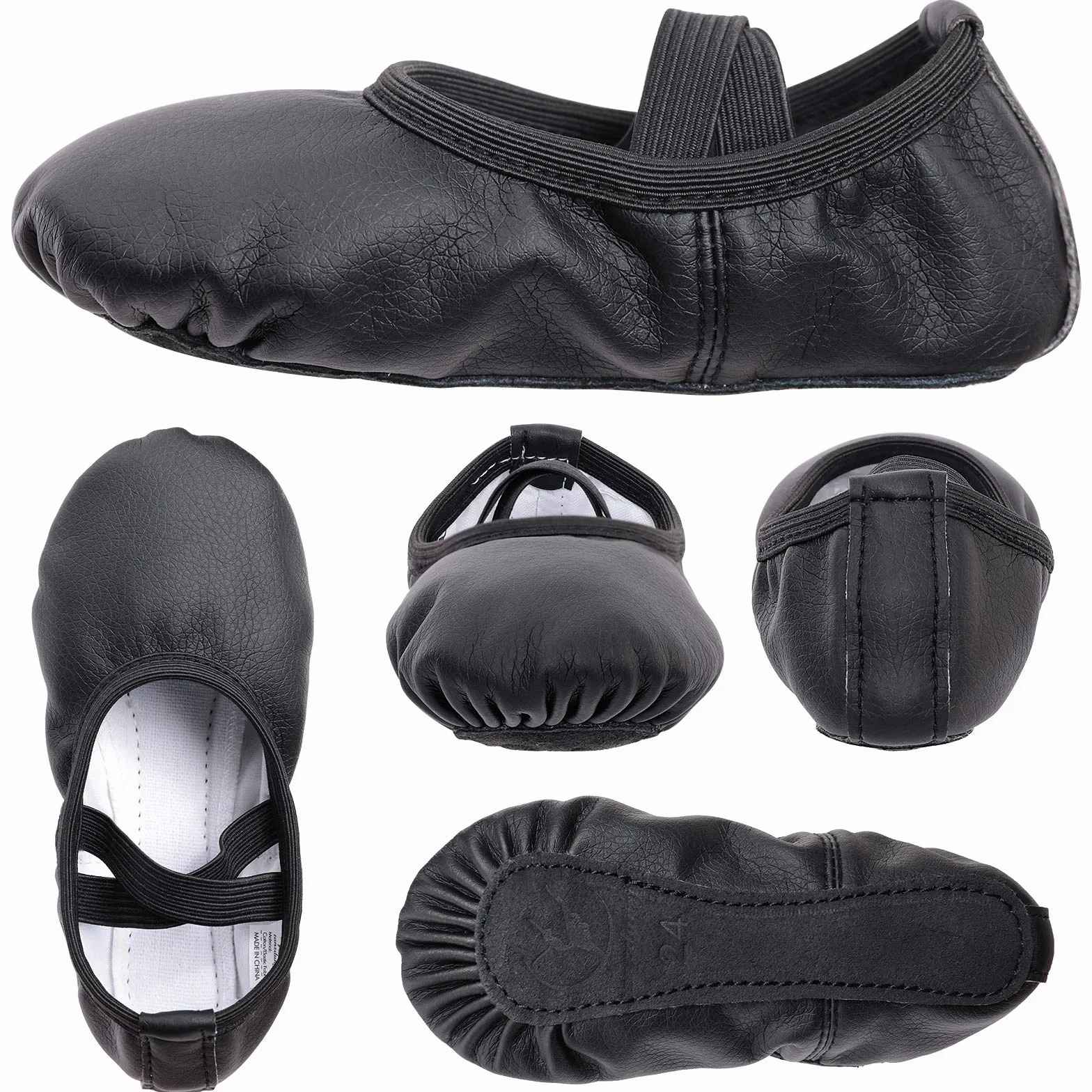 Scarpe da Danza in Pelle Classica Ballerina Suola Intera Cuoio per Bambina Ragazze Donna