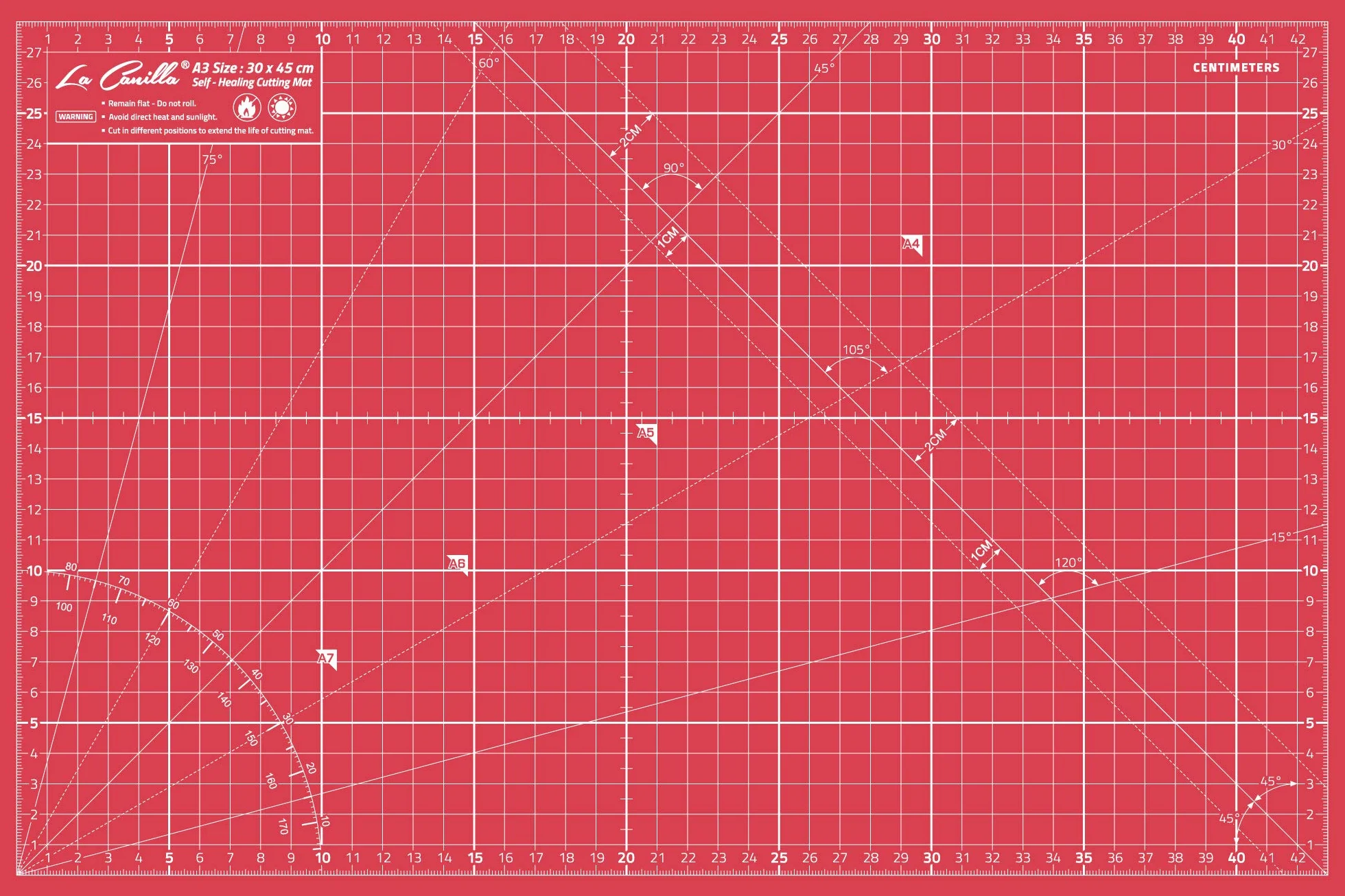 La Canilla Tappetino di Taglio Autorigenerante A3 45x30 cm 18x12" Tappeto Piano Antitaglio Grande per Cucito Patchwork Modellismo