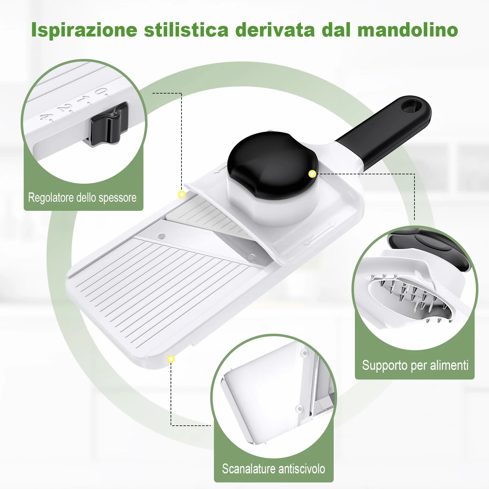 Ibergrif Mandolina per Verdure e Frutta Affettatrice Regolabile 1–4 mm con Protezione per le Dita