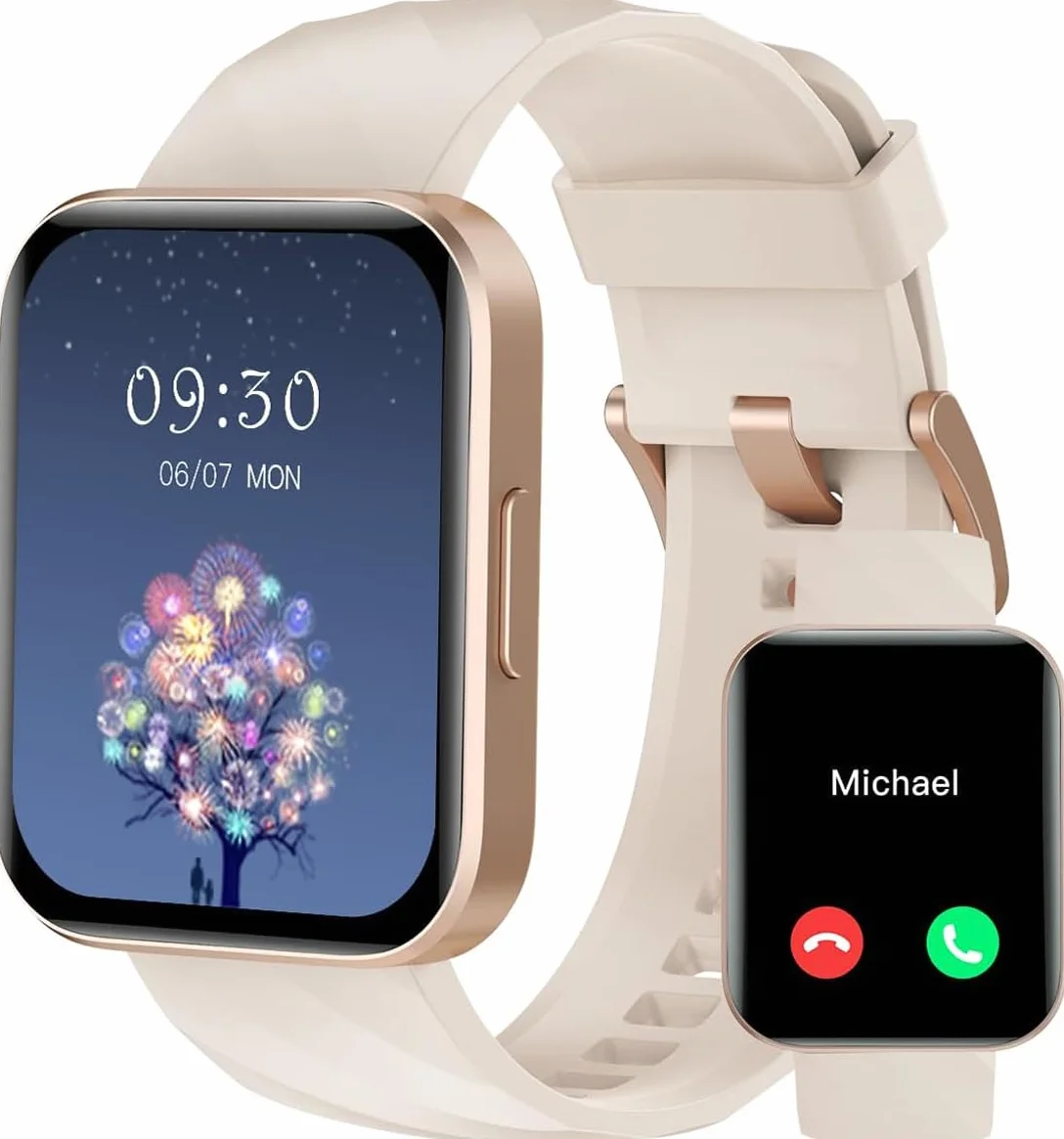 RUIMEN Smartwatch Uomo Donna Chiamate Whatsapp Smart Watch Contapassi Cardiofrequenzimetro Saturimetro Orologio Smart Fitness Sportivo Impermeabile Android iOS