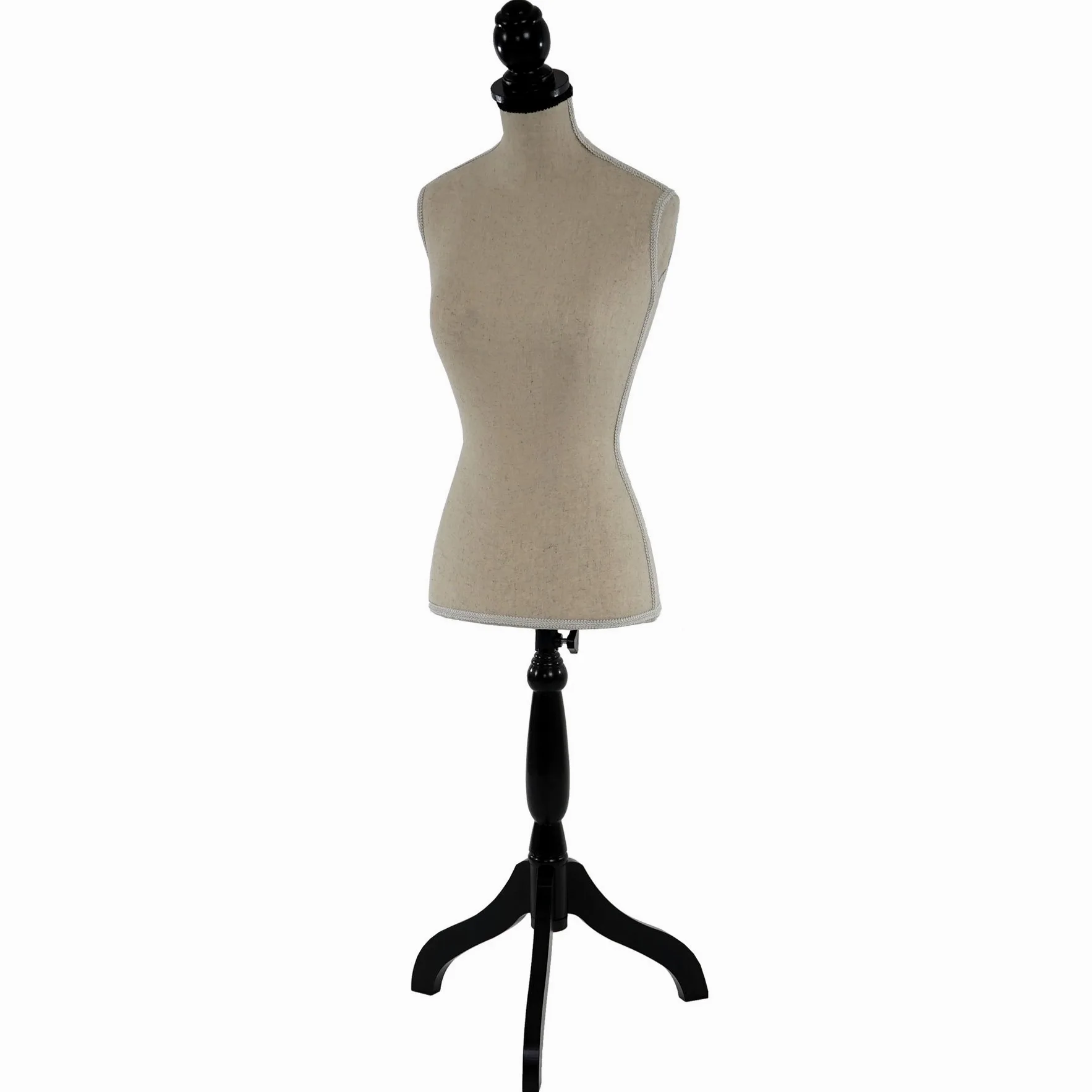 Manichino da sarta T220, busto da vetrina regolabile (torso femminile), con treppiede, in schiuma - avorio