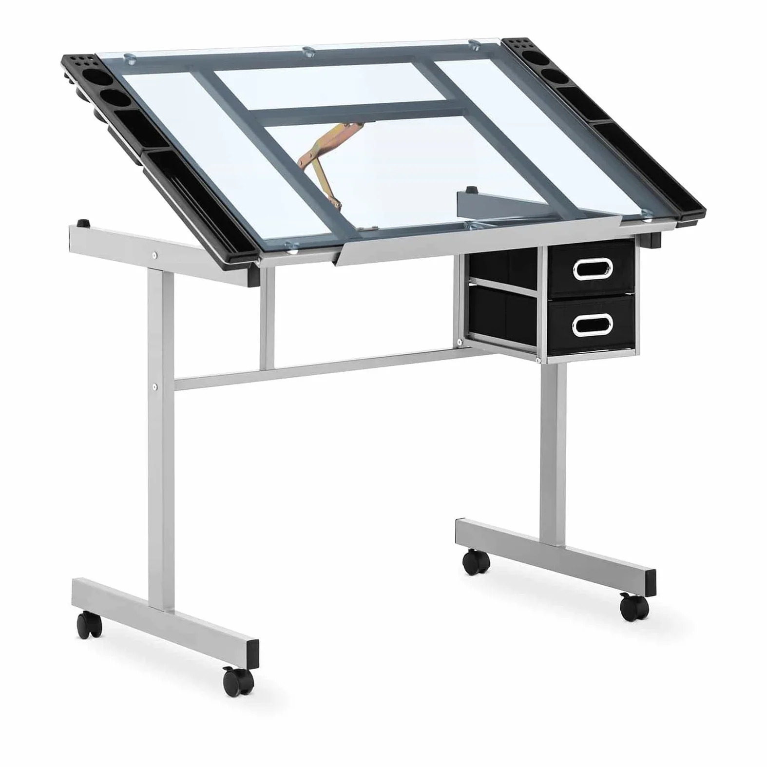 Fromm & Starck Tavolo da Disegno Inclinabile Scrivania da Architetto Star_Desk_10 (104 x 60 cm, Regolabile in Altezza, Piano in Vetro)