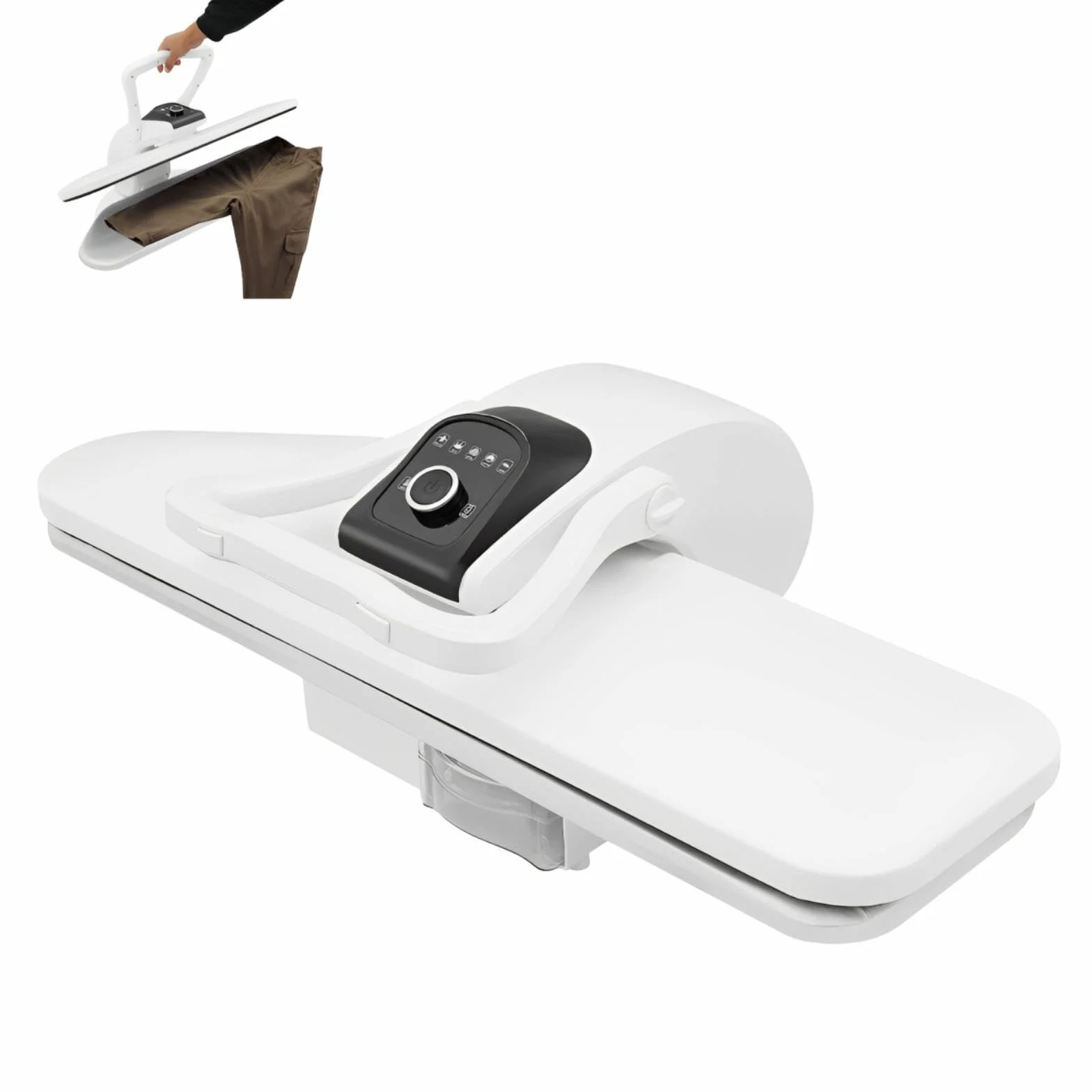Pressa a vapore professionale, 2200 W, macchina da stiro intelligente, 91 cm, intervallo di temperatura 90-200 °C, 5 livelli di temperatura, forza autobloccante 8 kg, stiratura super veloce (bianco)