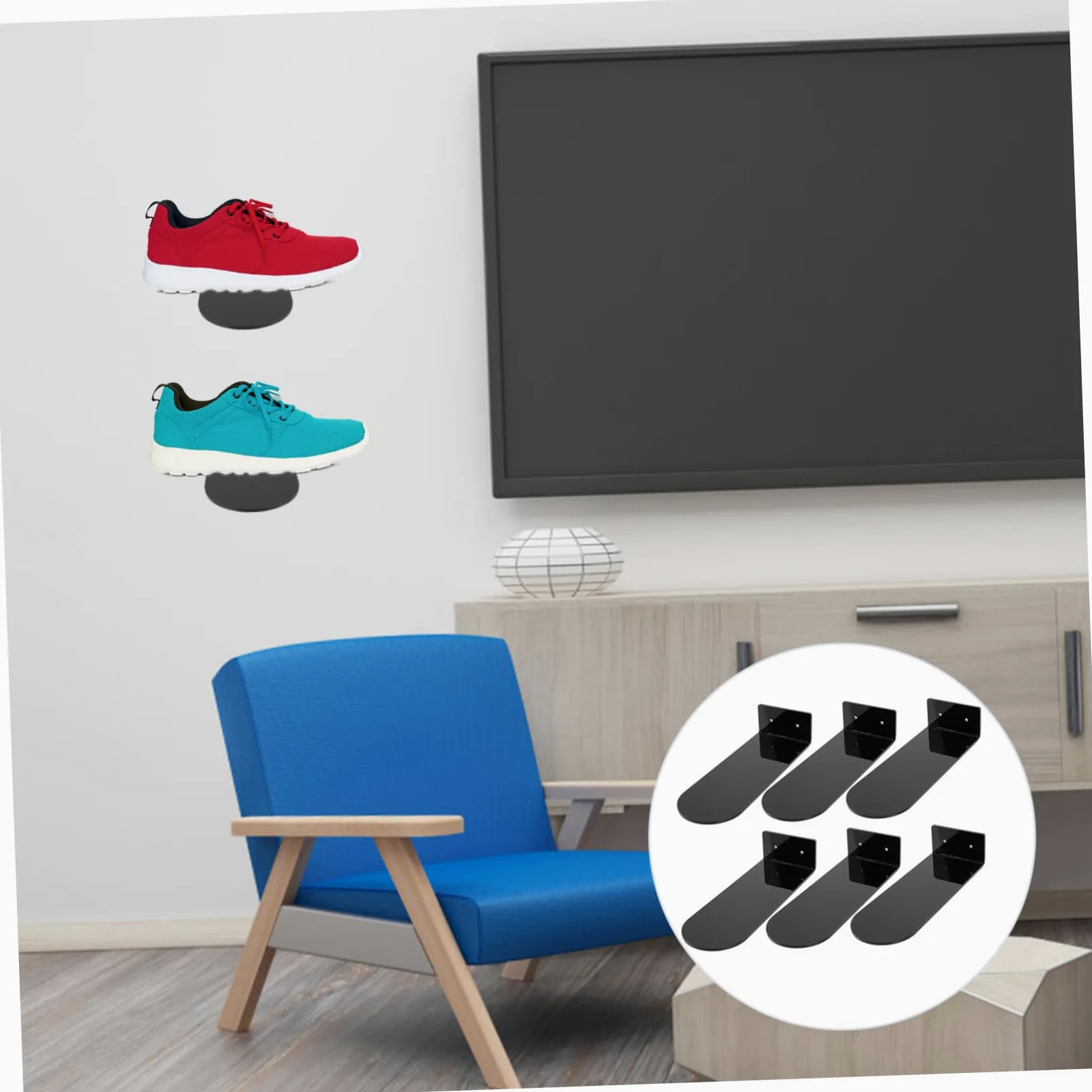 Cabilock 6 Pezzi Scaffali Galleggianti per Scarpe da Basket Acrilico Nero per Collezione di Sneaker Espositore Porta Scarpe a Muro Decorativo