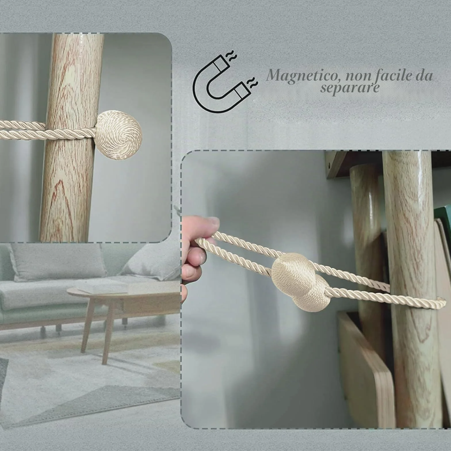 TopHomer 4 Pezzi Fermatenda Magnetici con Calamita Forte, 10 Colori, beige