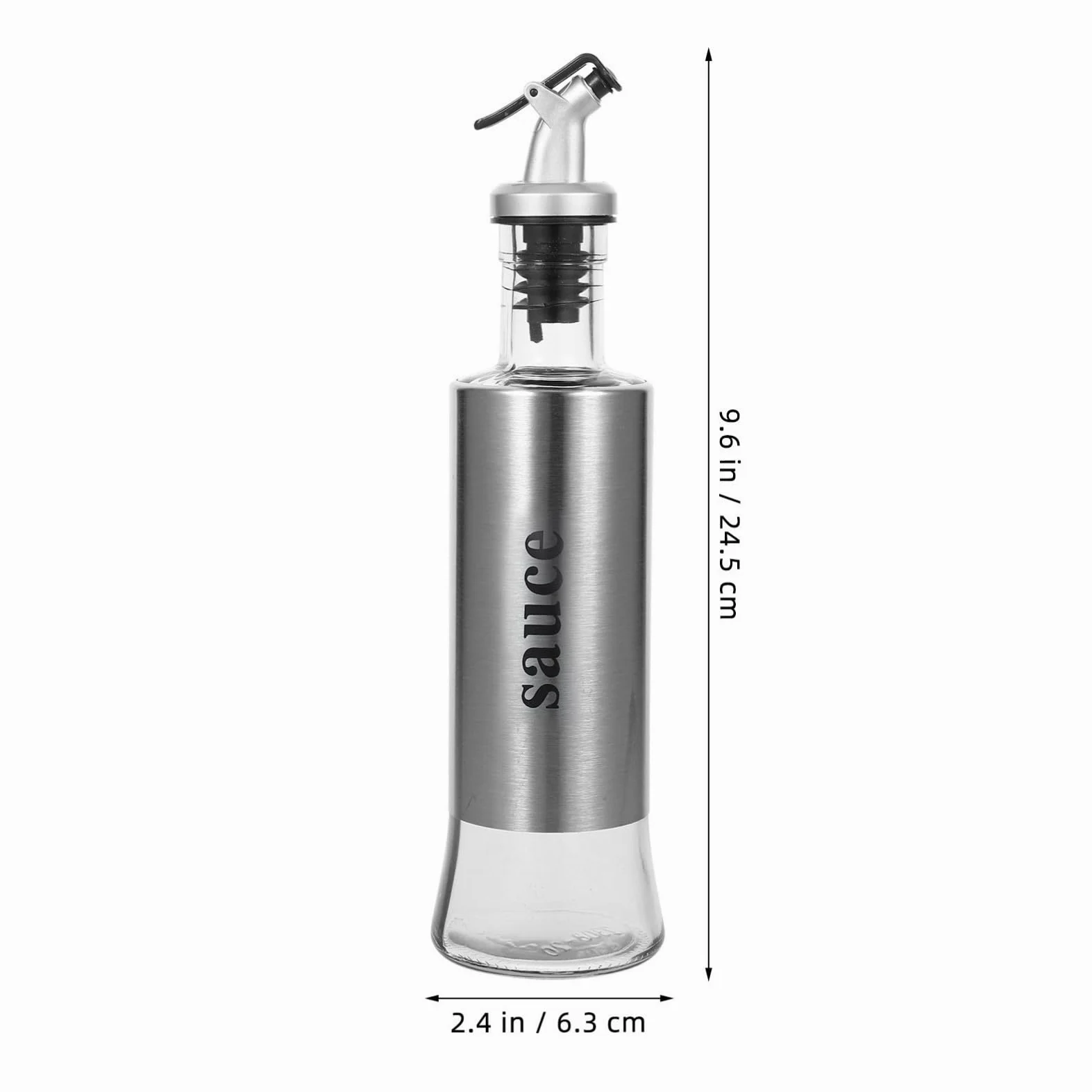 Set Design Antigoccia Oliera Dosatore in Vetro e Acciaio Inossidabile 4 Pezzi 300ml per Olio e Aceto per Cucine Domestiche ed Eleganti