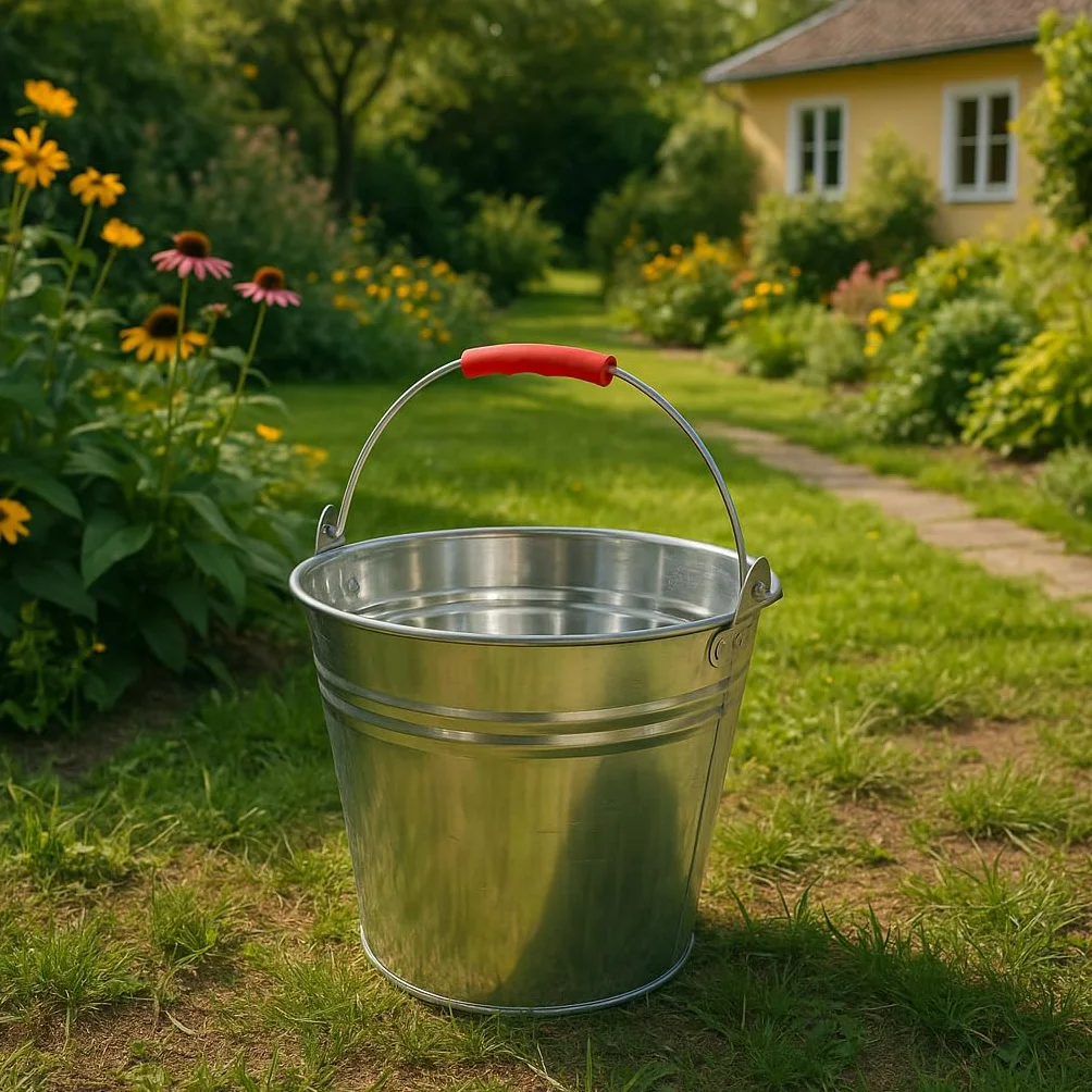 Mayuela - Secchio con Manico in Metallo - Secchio per Cenere Camino, Acqua, Giardino, Multifunzione - Bidone en Metallo - Bidone per Cenere Camino, Acqua, Giardino - Bucket - 6 Litri