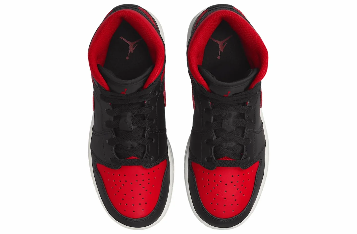 Air Jordan 1 Mid (GS) Nero/Rosso VERSITÀ-Bianco Summit, Nero, 7 Big Kid
