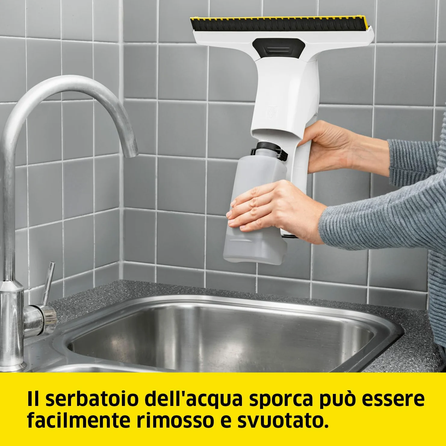 KÄRCHER Lavavetri Aspiragocce WV 6 Plus, pulizia di vetri, piastrelle, doccia, piani cottura, Serbatoio 150ml, Autonomia 100 min, Bocchetta 28cm, 20 ml detergente concentrato