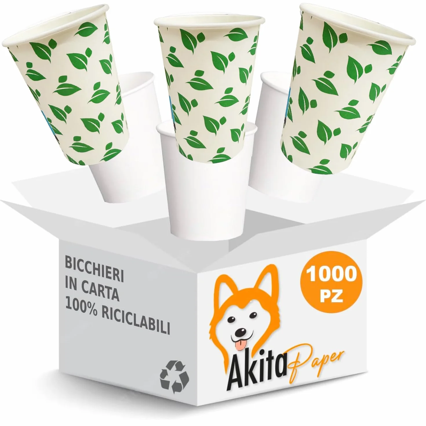 Bicchieri Monouso in Carta Bianchi 200 ml 1000 pz Compostabili Biodegradabili per Bevande Calde
