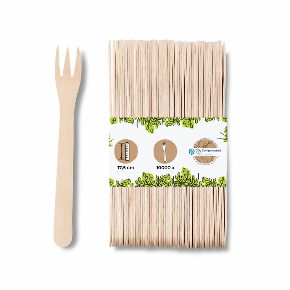 BIOZOYG Forchette di Legno per Patatine Fritte Posate Ecologiche Forchette Compostabili di Legno Duro natura I Forchetta Legno Snack Currywurst Stuzzichino Spiedini Festa I 10000 Forchettine 17,5cm