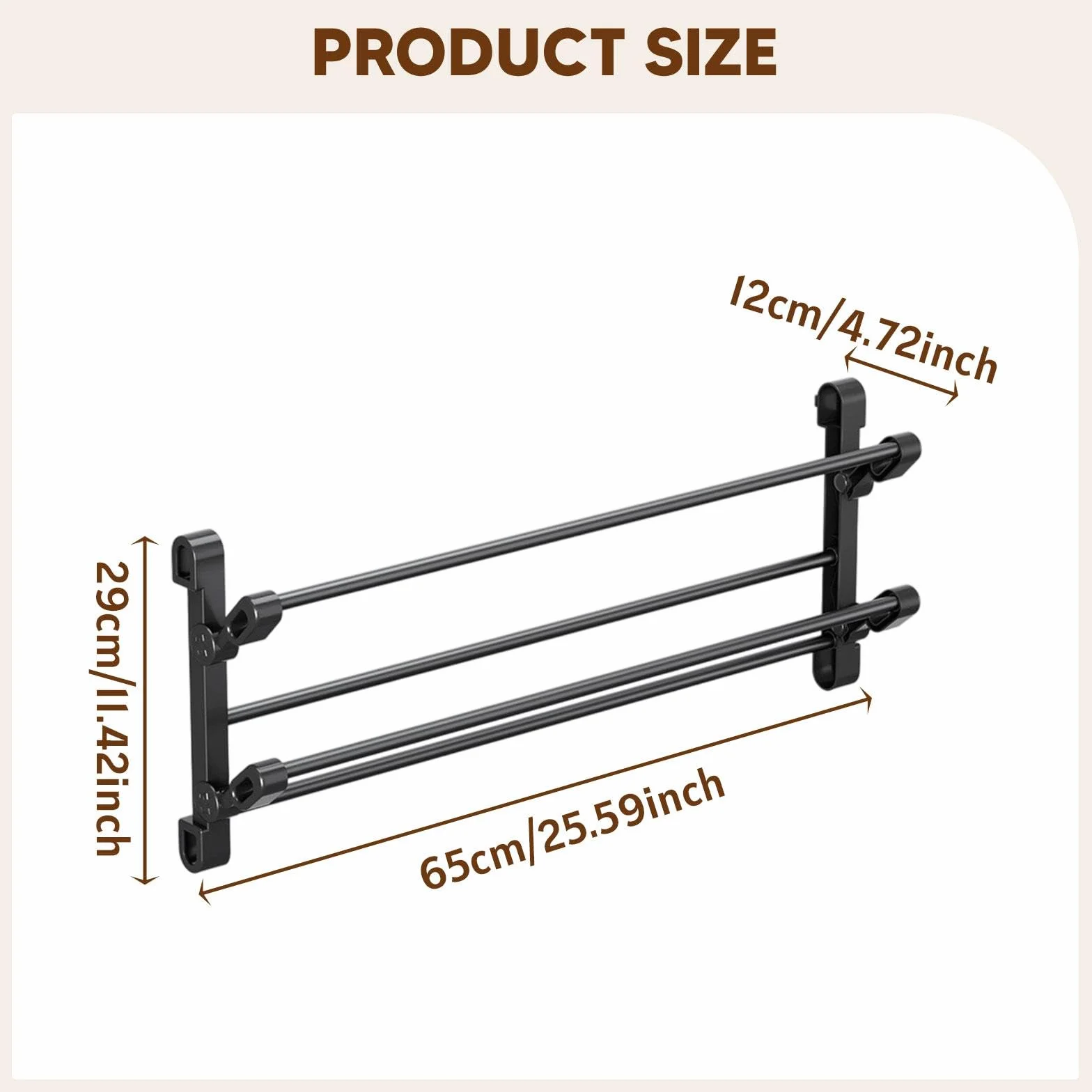 perfk Scarpiera pieghevole da parete, portaoggetti pieghevole, versatile, porta scarpe, porta asciugamani per armadio da camera da letto, 65 Cm