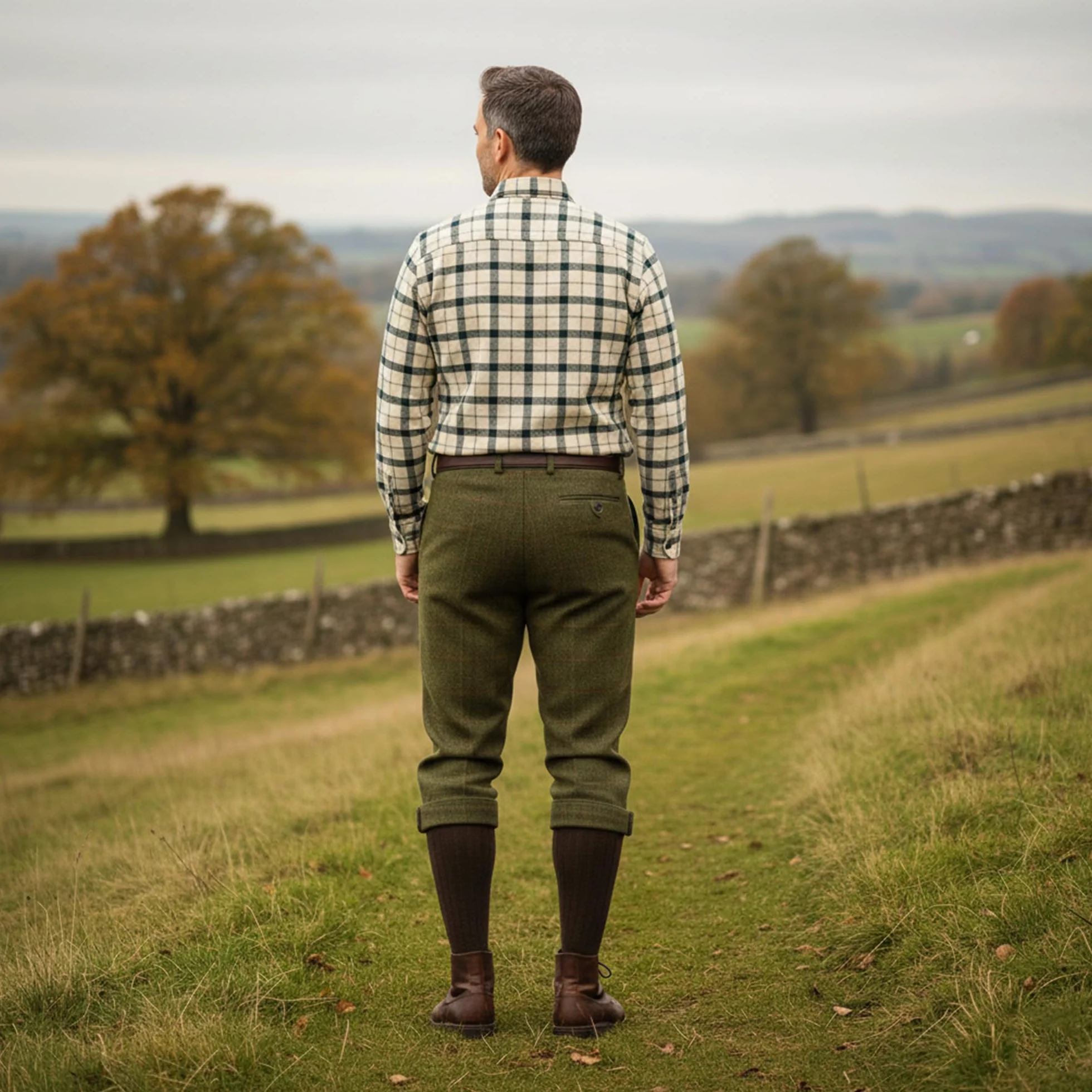 G5 Apparel D35 Pantaloni da equitazione da uomo in tweed leggero Derby