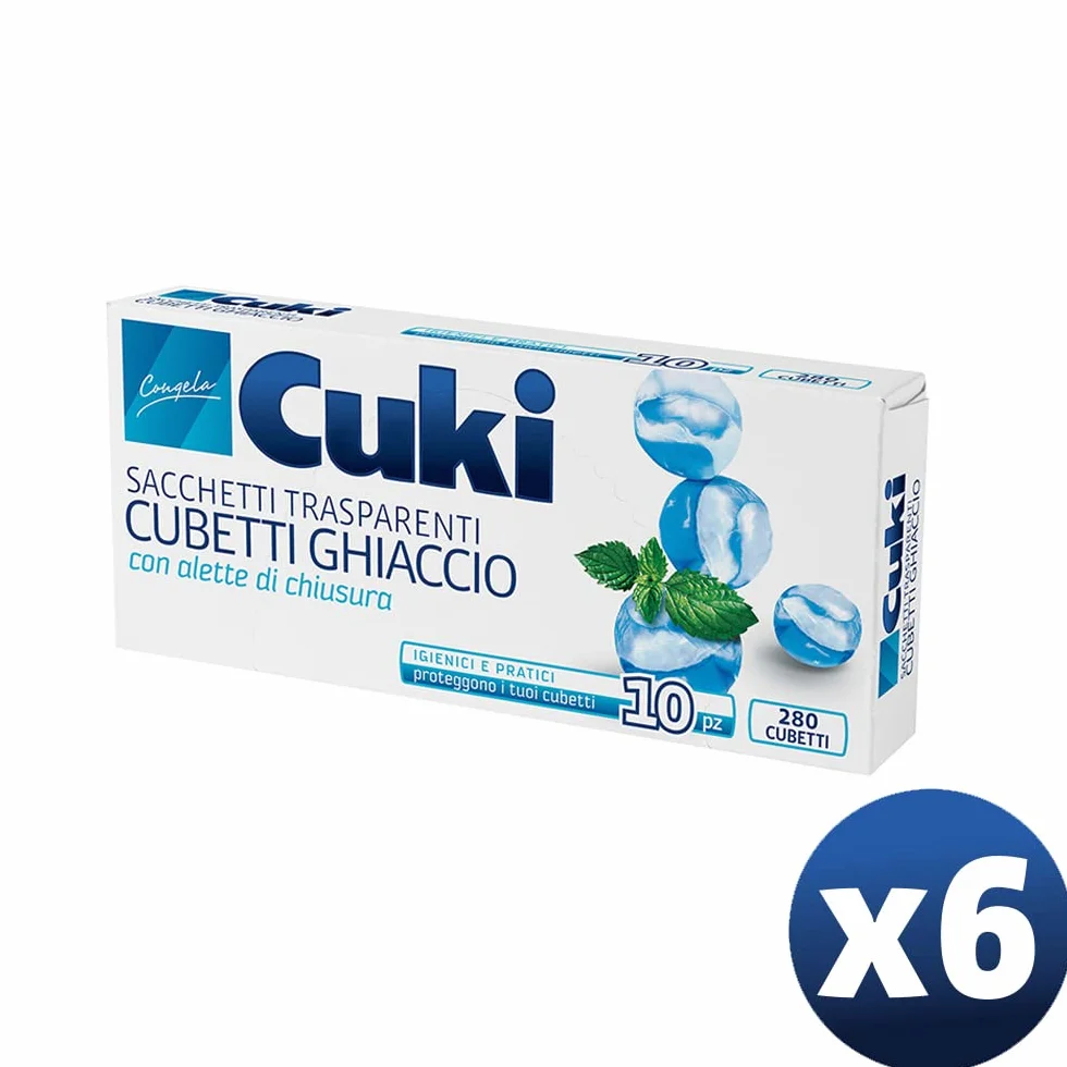 Cuki Sacchetti Ghiaccio 280 Cubetti 6 Confezione Plastica