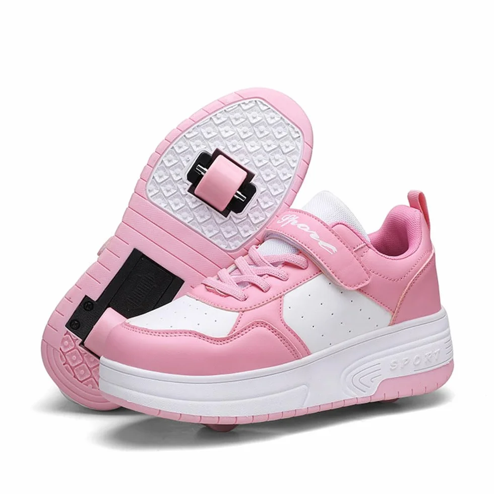 Hiseng Scarpe con Rotelle Bambina 28-40EU, Scarpe da Skateboard Sportive Outdoor Multisport per Ragazze e Ragazzi