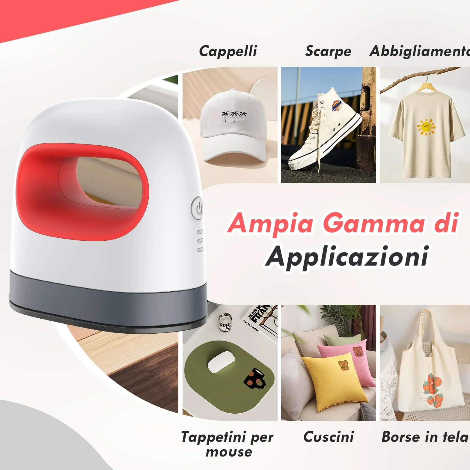 Comius Sharp Mini Pressa a Caldo, Pressa a Caldo Portatile con 3 Livelli di Temperatura, Macchina per Trasferimento Termico per Magliette, Vestiti, Borse, Cappelli (Rosso)