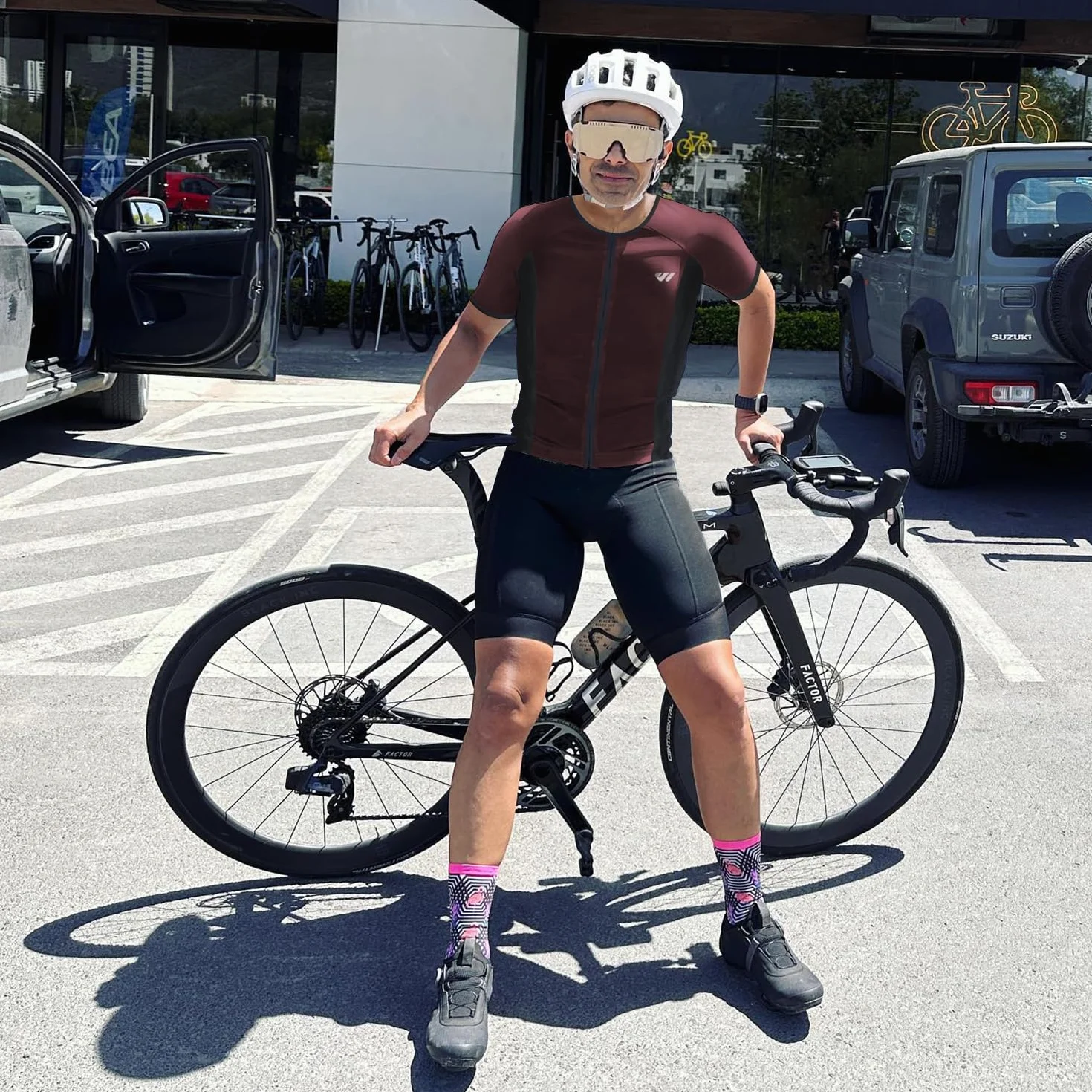 Lo.gas Trisuit Uomo Triathlon Tuta a Maniche Corte Traspirante Asciugatura Rapida