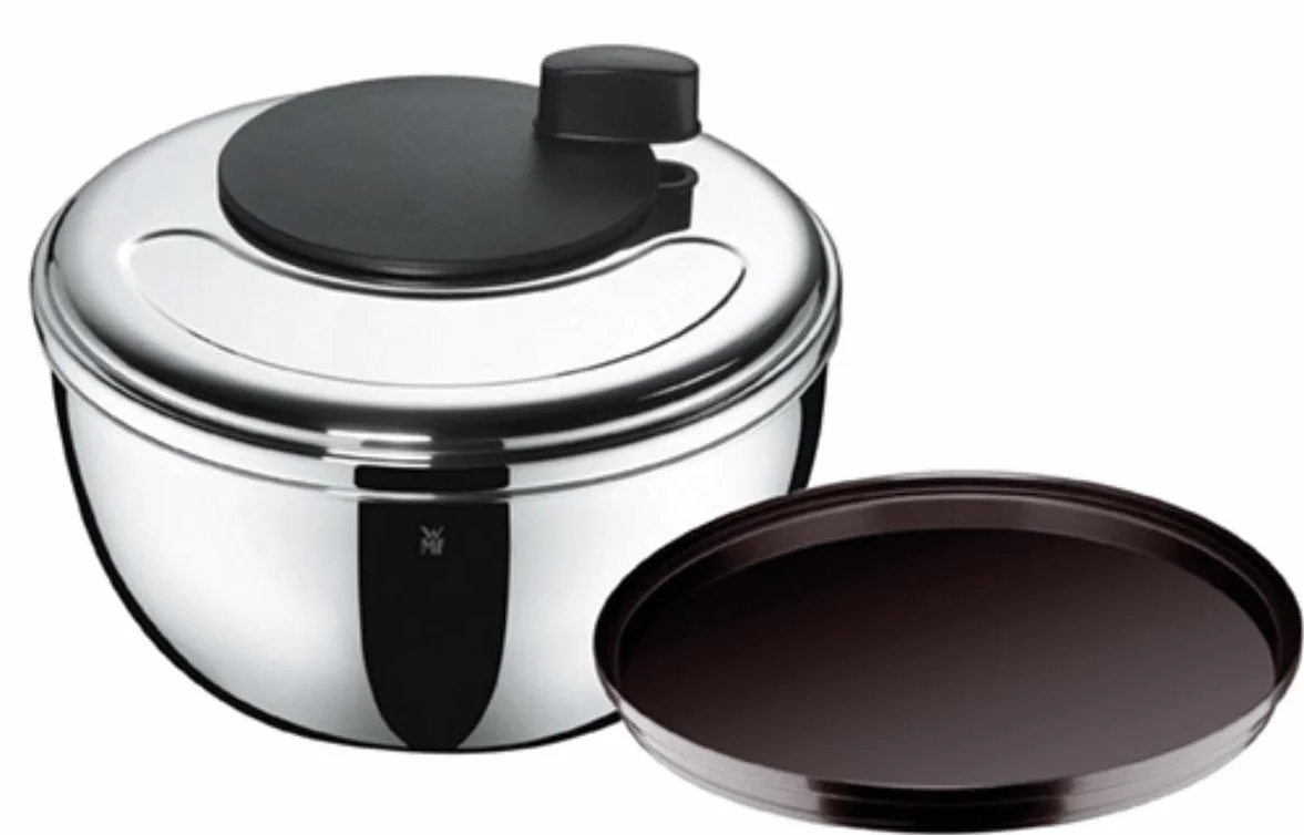 WMF Gourmet Centrifuga per Insalata, Acciaio Inox, plastica, Coperchio salvafreschezza