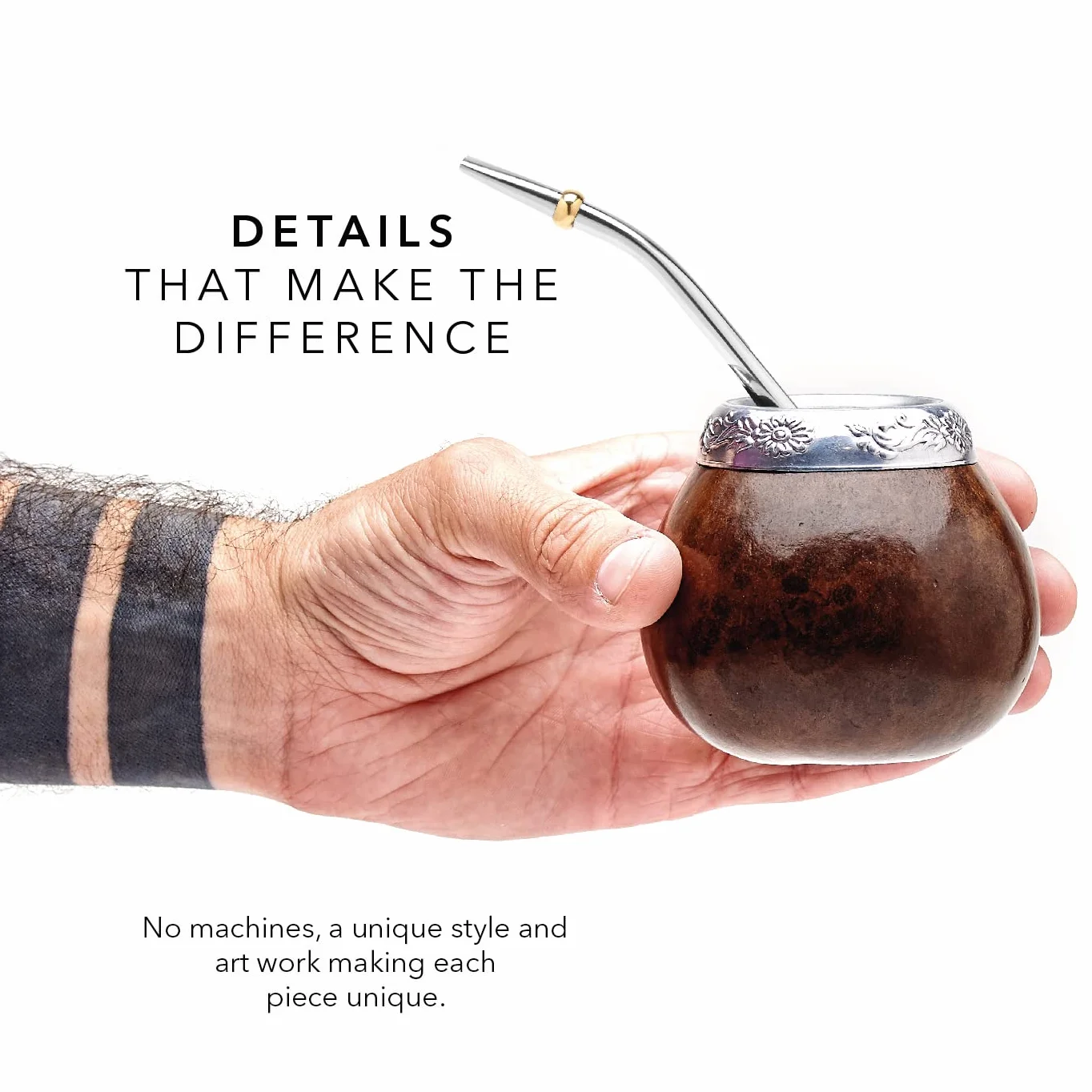 BALIBETOV Mate Argentino Te Mate Kit di Zucca Naturale Fatto a Mano Tazza Originale Bombilla Yerba Mate Set Autentico Marrone