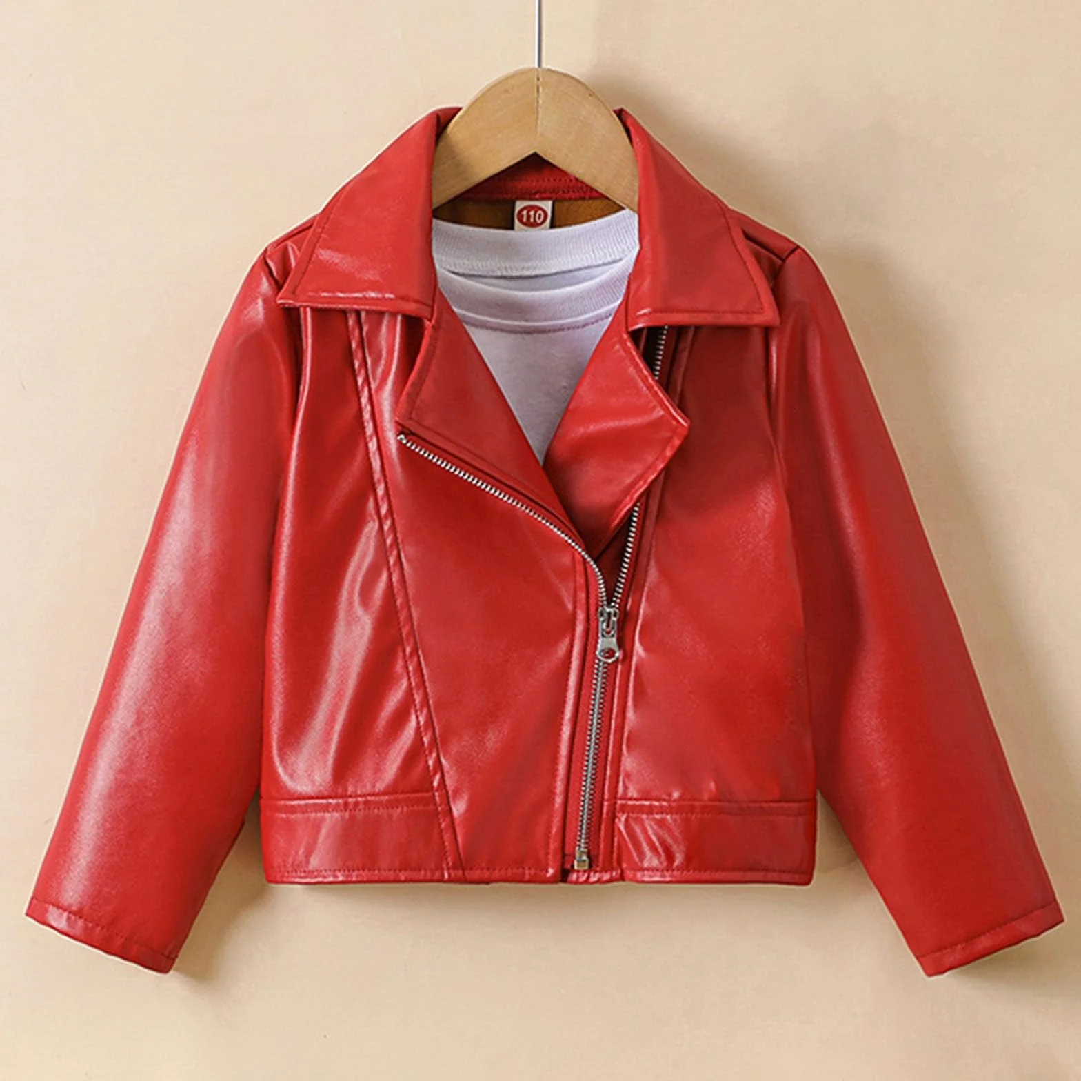 Generisch Ragazze Antivento Caldo Pelle PU Cappotto Sportivo Moto Britannico Giacca funzionale per bambini da 2 a 10 anni Giacca elegante