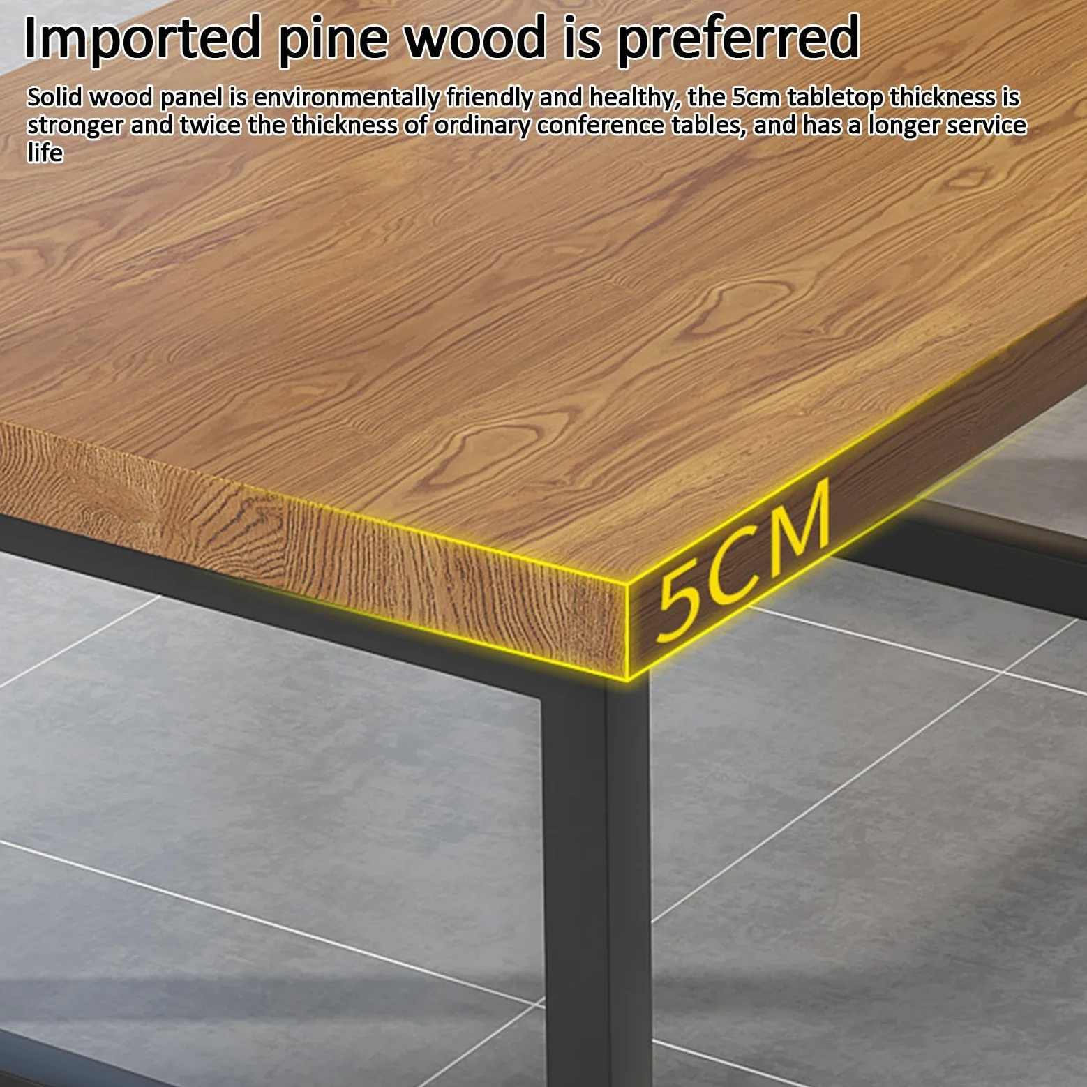Tavolo da Conferenza in Legno, Tavolo Ufficio in Stile Industriale, Scrivania Lunga, Gambe in Metallo Nero, Adatto per Ristoranti, Cucine e Uffici, può Ospitare da 5 a 10 Persone(Brown,160x80x75cm/63x