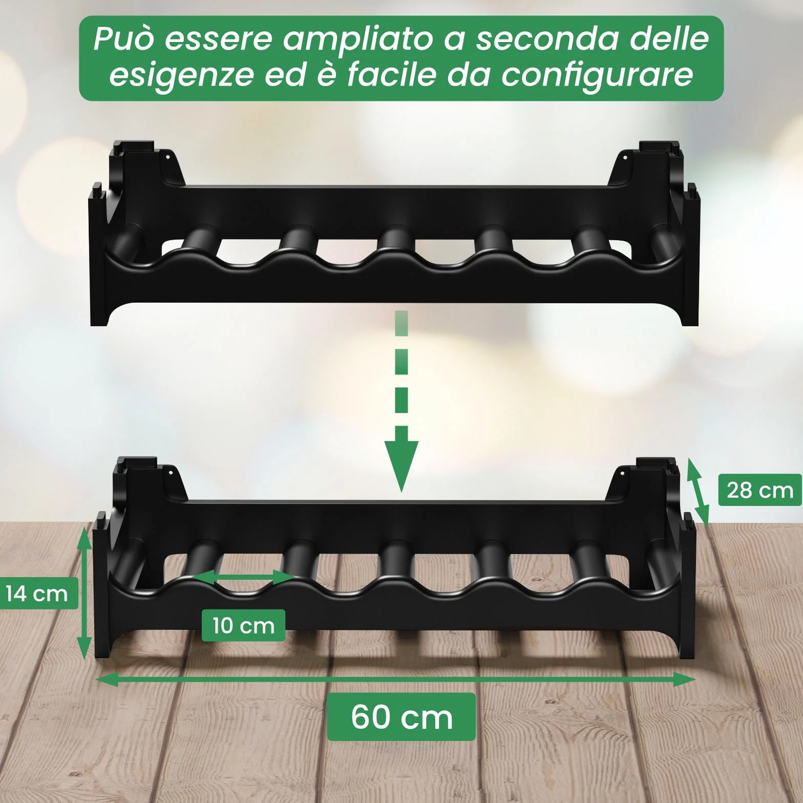 Cantinetta Portabottiglie in Plastica Modulare 36 Bottiglie Nero