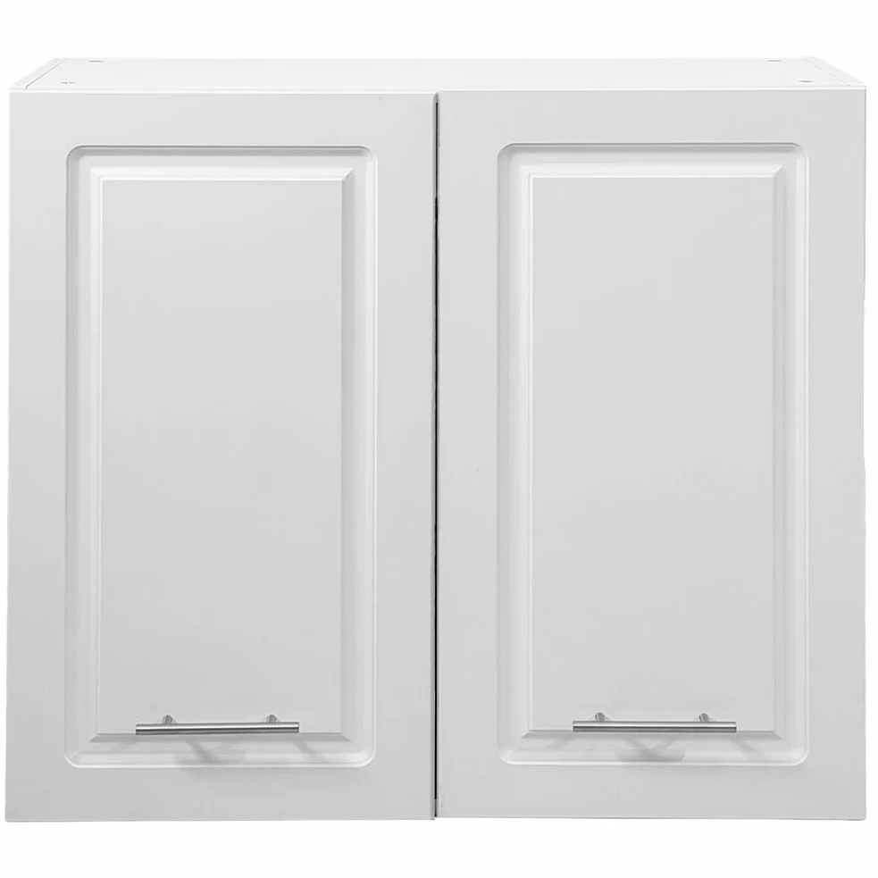 Shally Dogan Pensile da Cucina a Parete Design Boiserie, Armadio Sospeso in Legno con Doppia Anta, 1 Ripiano e 2 Scomparti, Armadietto a Muro Spazioso Resistente, 80 x 32 x 72H cm (Bianco)