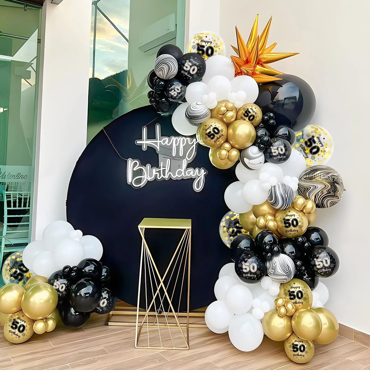 Unisun Palloncini 50° Compleanno, Decorazioni Compleanno 50 Anni per Uomo, Happy Bitrhday Decorazione Oro Nero Palloncini per 50 Anniversario Compleanno Feste Forniture