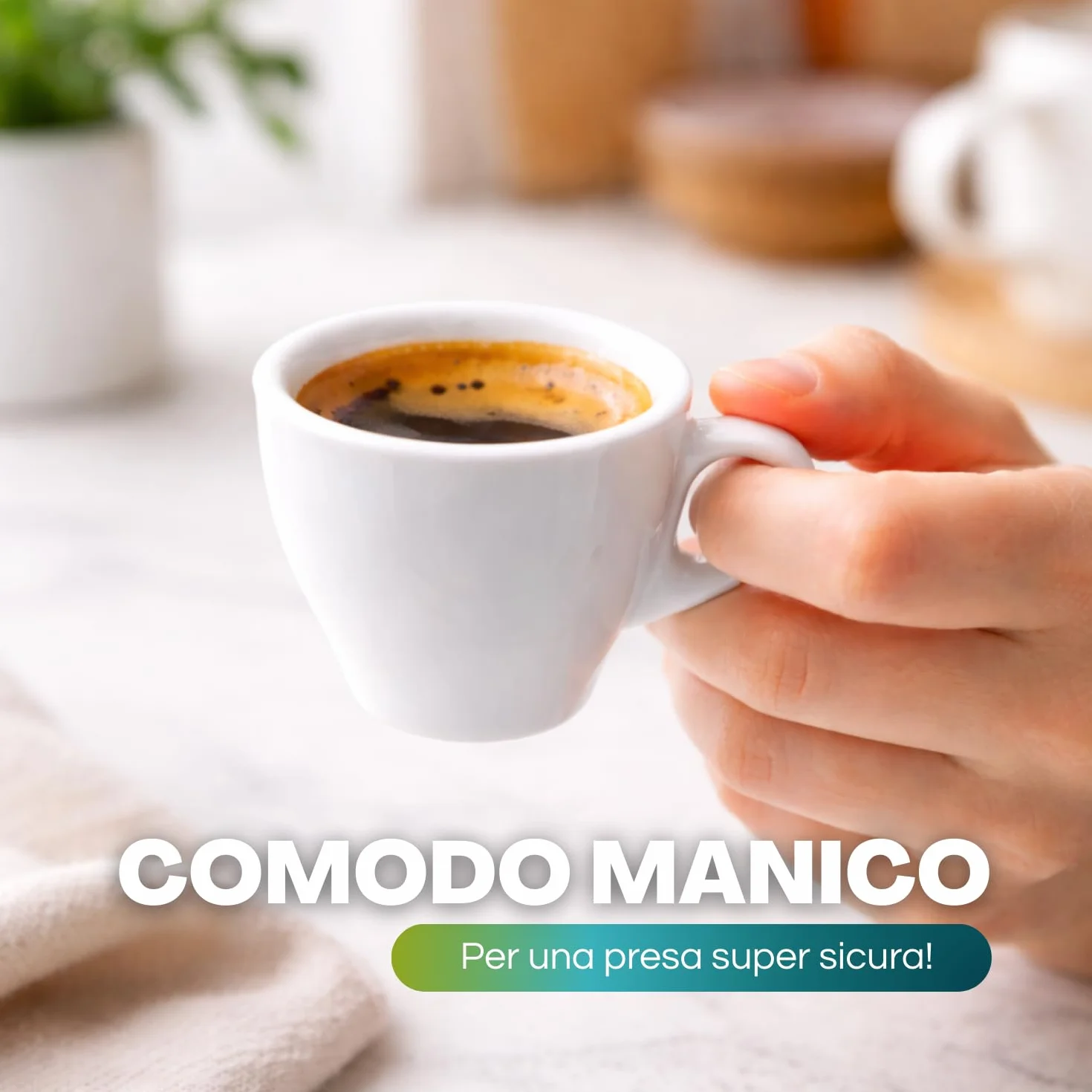 PALUPLUS Set 12 Tazzine Caffè in Porcellana da 80 ml, Tazze da Espresso con manico, Lavabili in Lavastoviglie, adatte per Microonde, Colore Bianco -208F