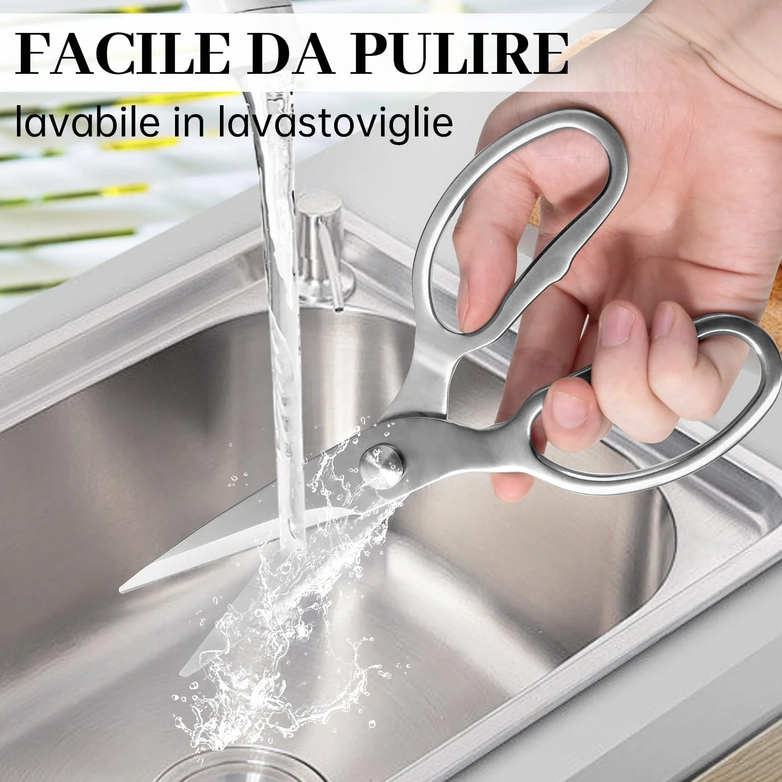 Plys Forbici da Cucina Acciaio Inox: Argento Trinciapollo Professionale Forbici Acciaio Attrezzi