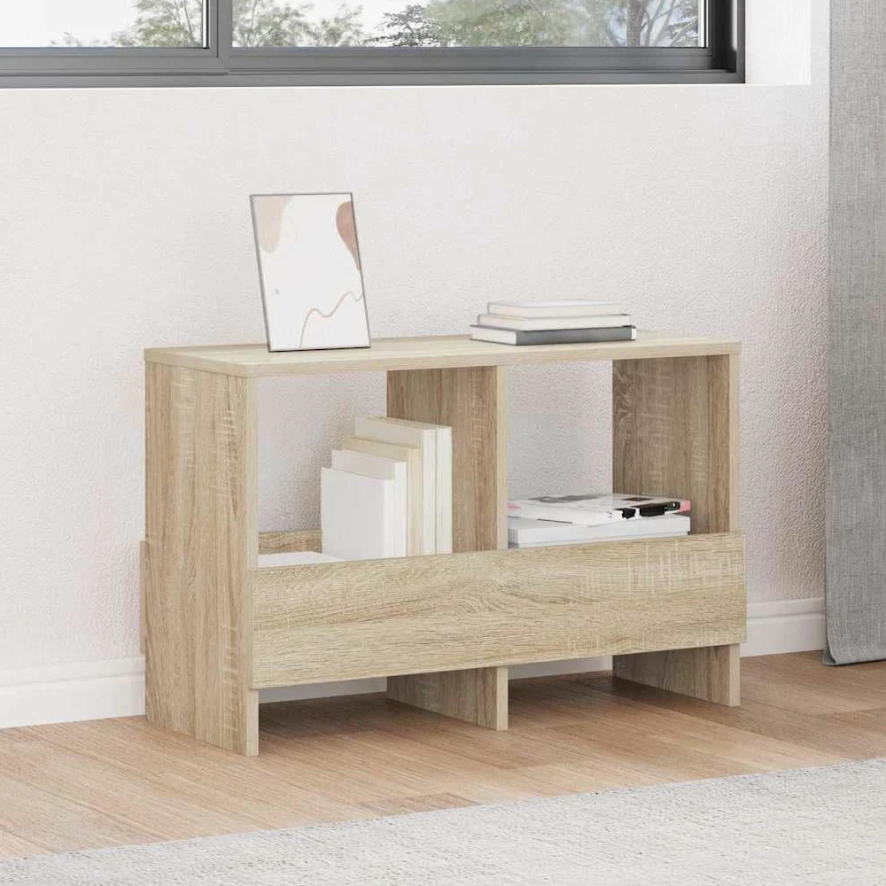 Scaffale portariviste in rovere Sonoma, 68,5 x 30 x 45 cm, portariviste per soggiorno e ufficio, portariviste con spazio e ripiano, per interni