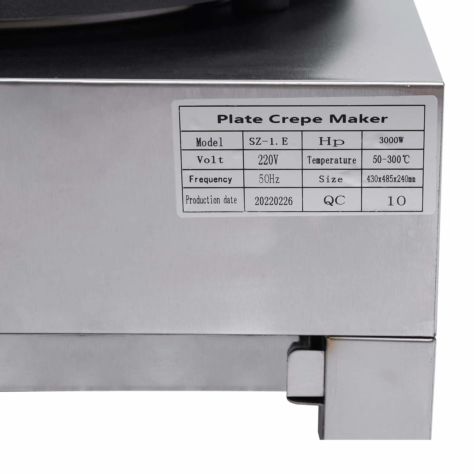 Crepes Maker 3000 W 40 cm 300 °C elettrico con spatola di legno