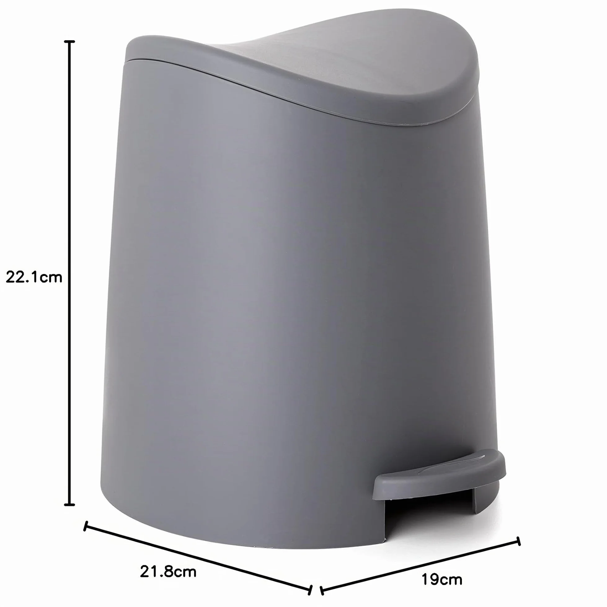 TATAY Cestino Bagno 3L a Pedale 19x21,8x22,1cm Grigio