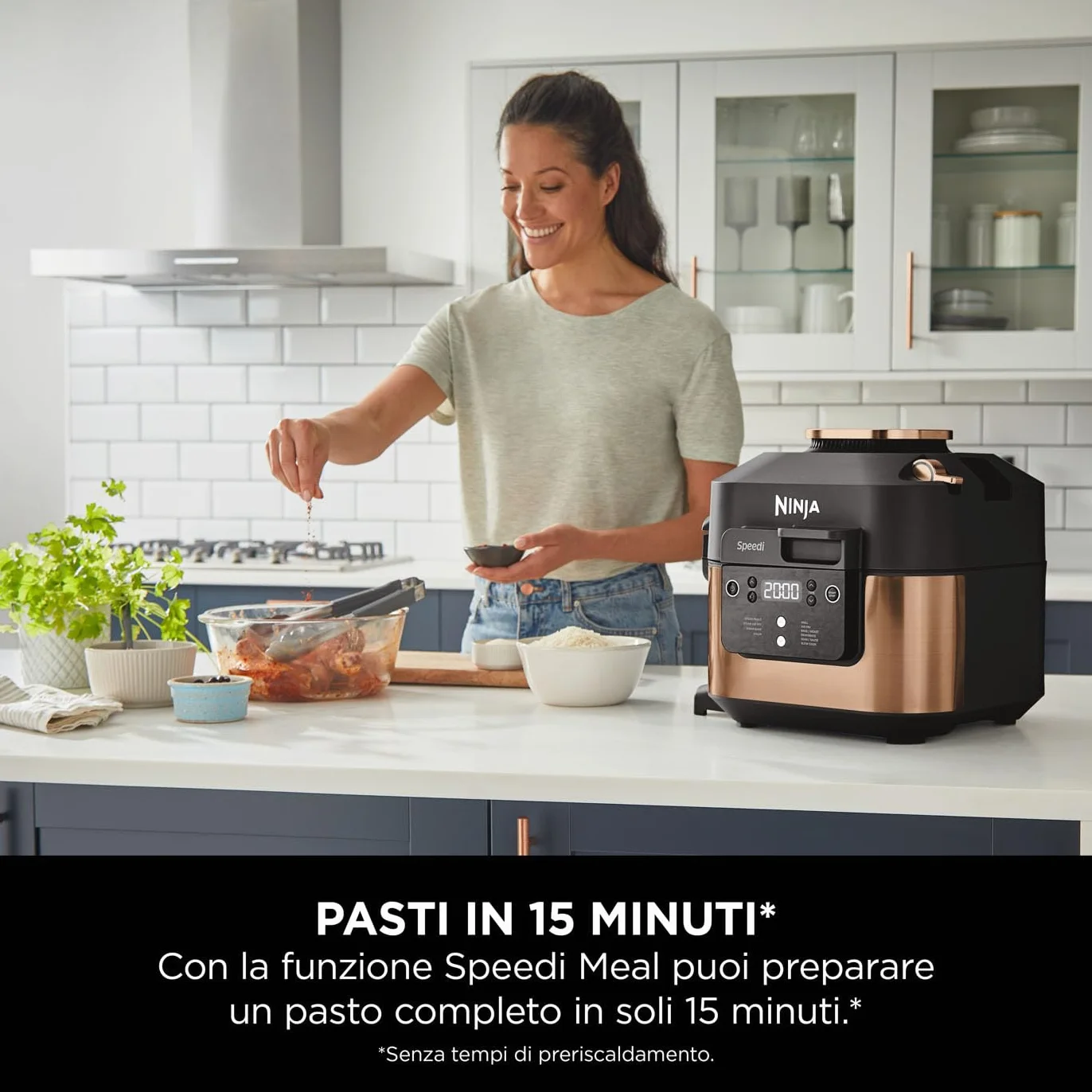 Ninja Speedi Pentola Elettrica Rapida 10 in 1, Friggitrice ad Aria 5,7 l, Nero/Rame ON400EUCP