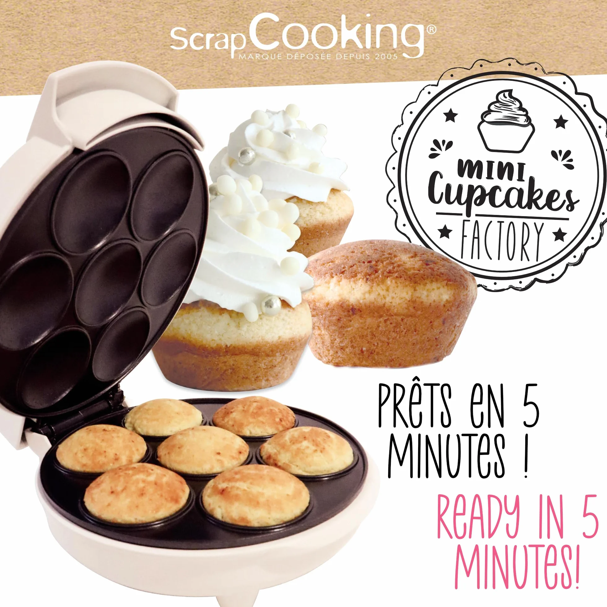ScrapCooking Macchina per Cupcakes & Muffins - Mini Cupcakes Factory - Bianco
