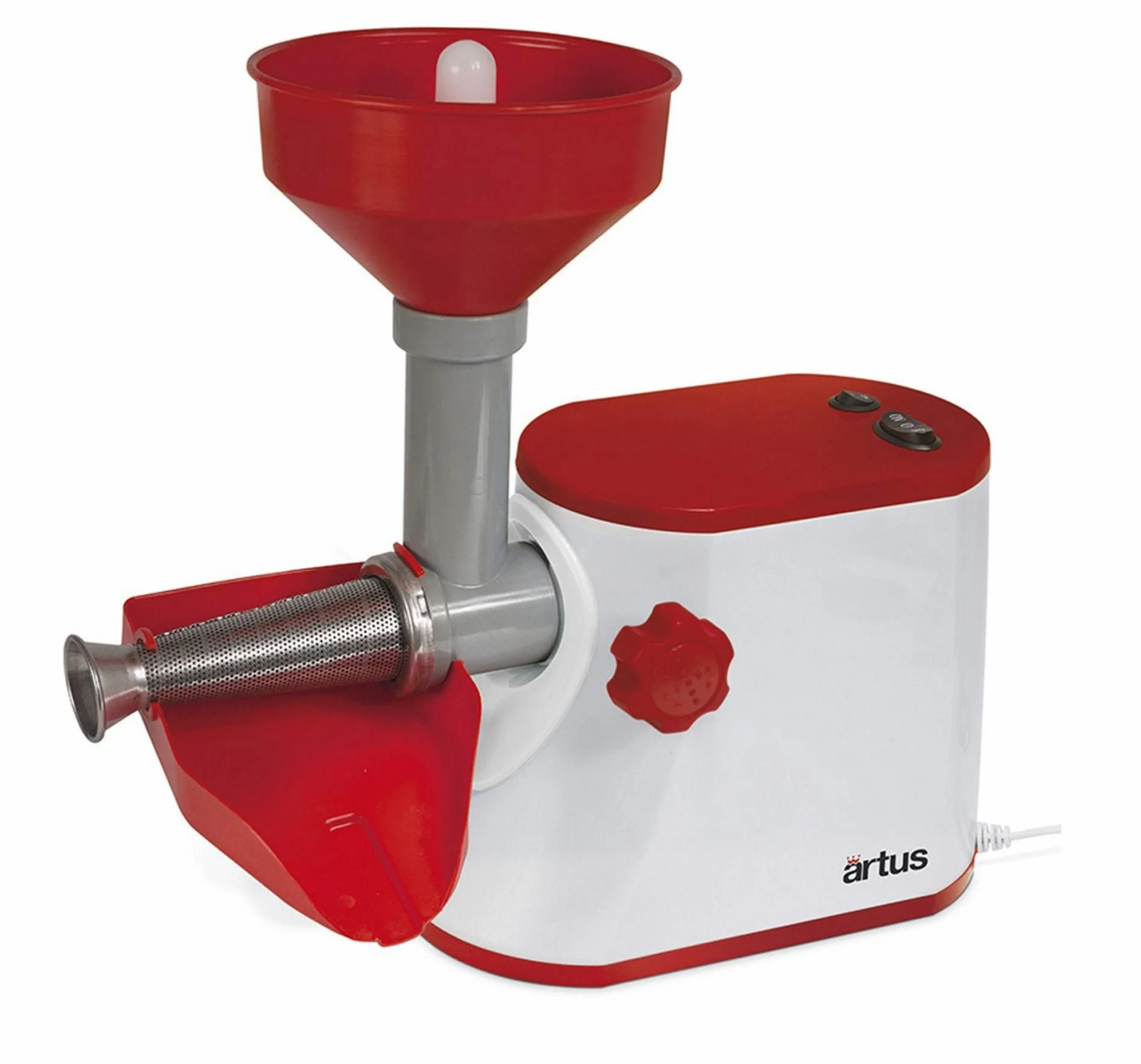 Artus S15 Passapomodoro Elettrico per Passata di Pomodoro 250W, Bianco/Rosso