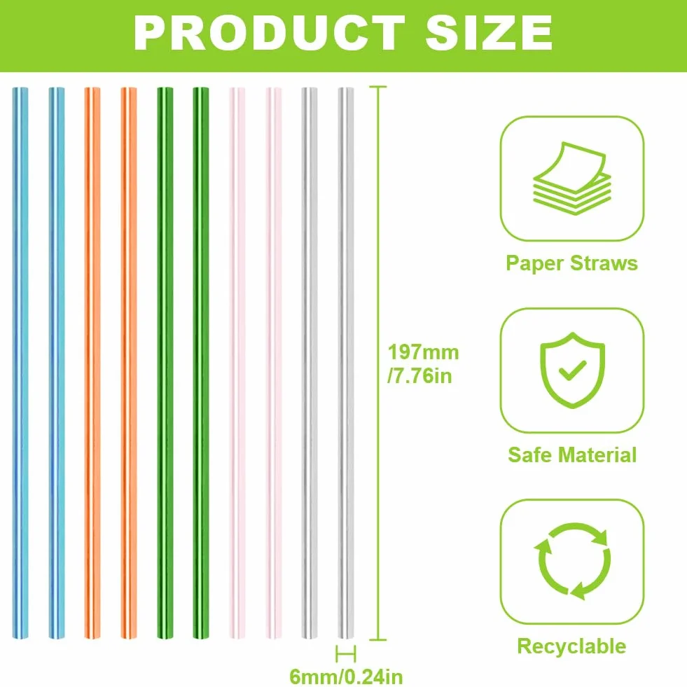 Vicloon 150 Cannucce Carta Colorate per Compleanno, 5 Laser Colori Cannucce Cocktail Straw Colorate per Matrimoni, Natale,Docce Bambino, Celebrazioni e Feste