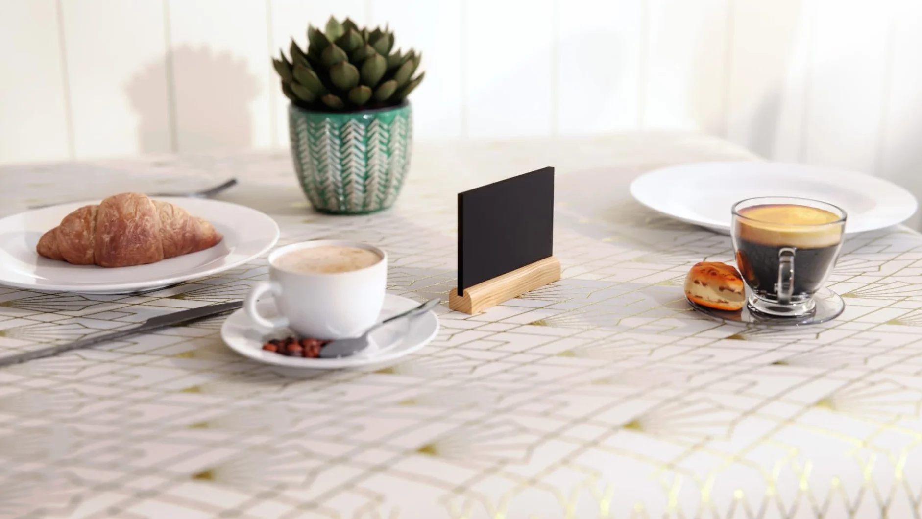 ALLboards Lavagnetta per gesso bifacciale da tavolo per Menu, MINI, stilizzata base legno, set 10 pezzi