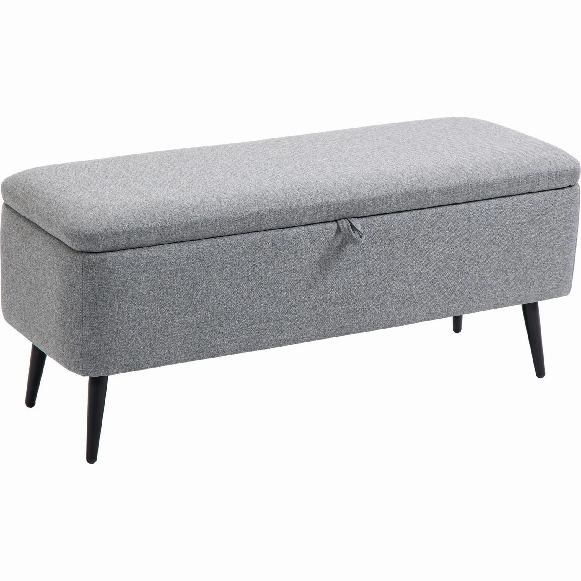 HOMCOM Panca Contenitore Rivestita in Tessuto, Effetto Velluto, Cassapanca con Contenitore Imbottita, per Camera da Letto, Soggiorno e Ingresso, 101x38.5x44.5 cm, Grigio