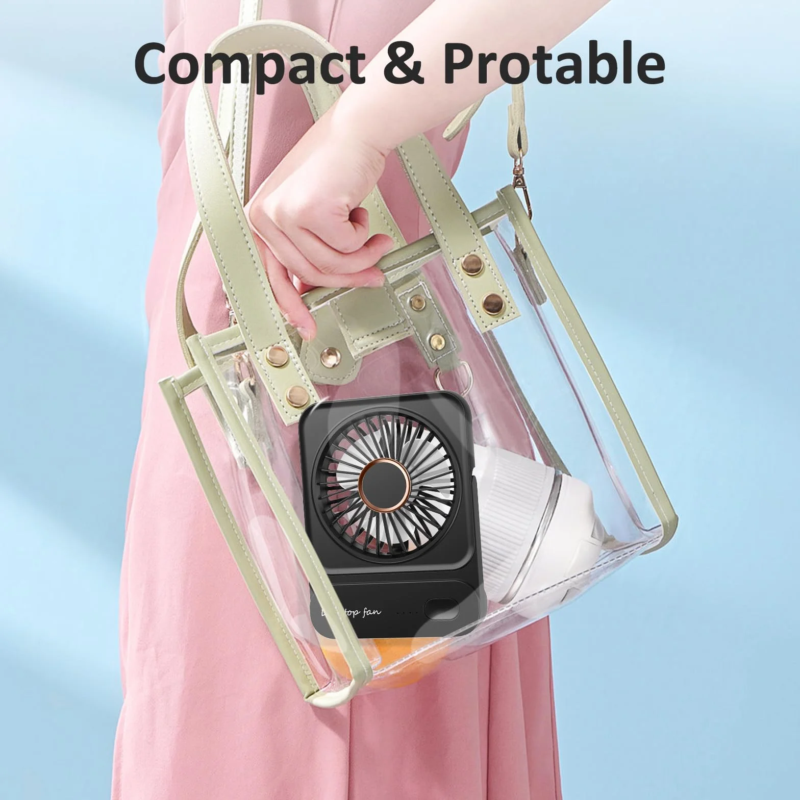 Ventilatore da Tavolo, 3 Velocità Ventilatore USB Ricaricabile di Batteria, Piccolo ma Potente, Ventilatore Scrivania Silenzioso, Ventilatore Portatile per Viaggio, Interno, Esterno, Regalo